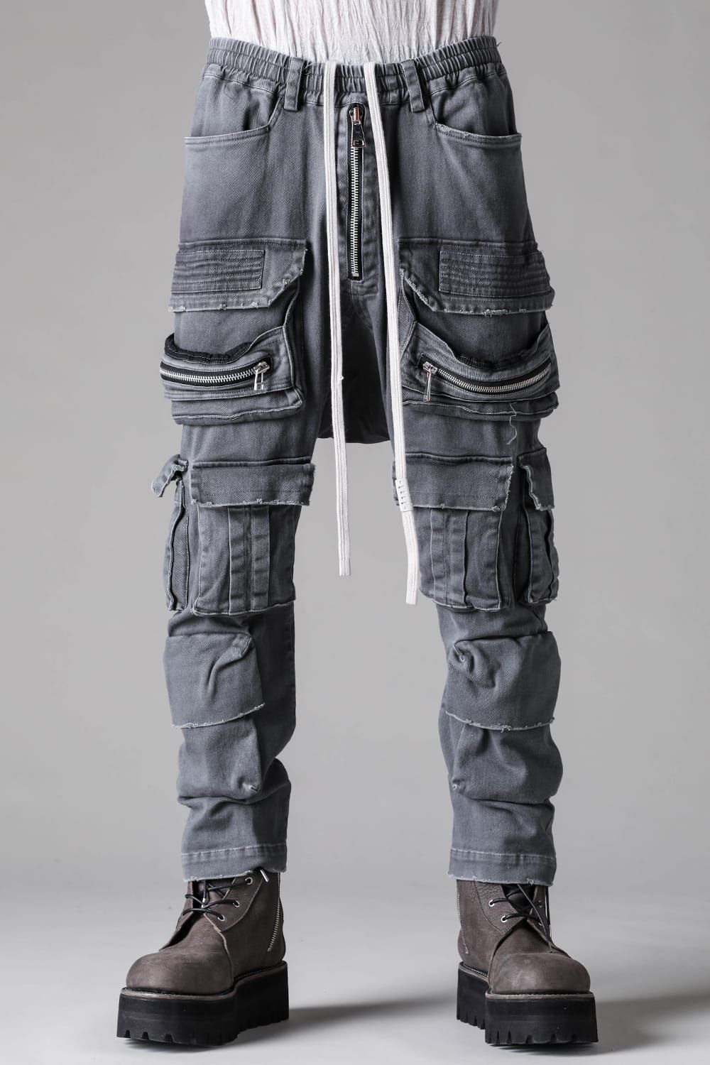 《2027SS先行予約》Vintage Dyed Sarrouel Flare Pants"D.Grey" / ヴィンテージダイサルエルフレアパンツ"ダークグレー"