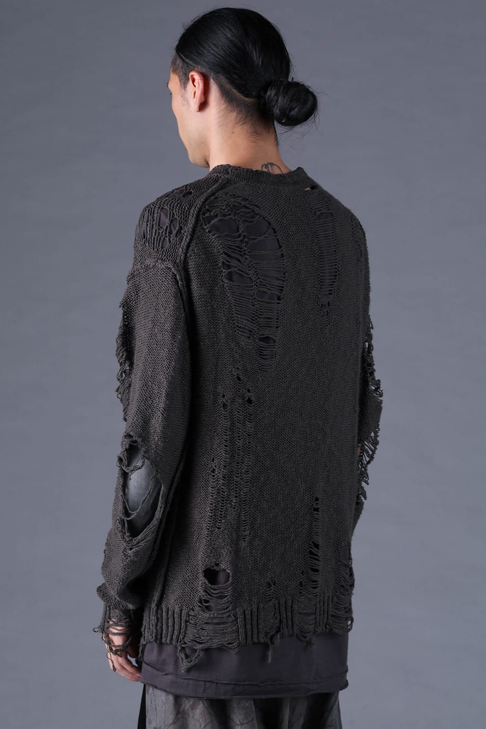 《2027SS先行予約分》3G Damage Knit Pullover "Charcoal" / 3Gダメージニットプルオーバー"チャコール"