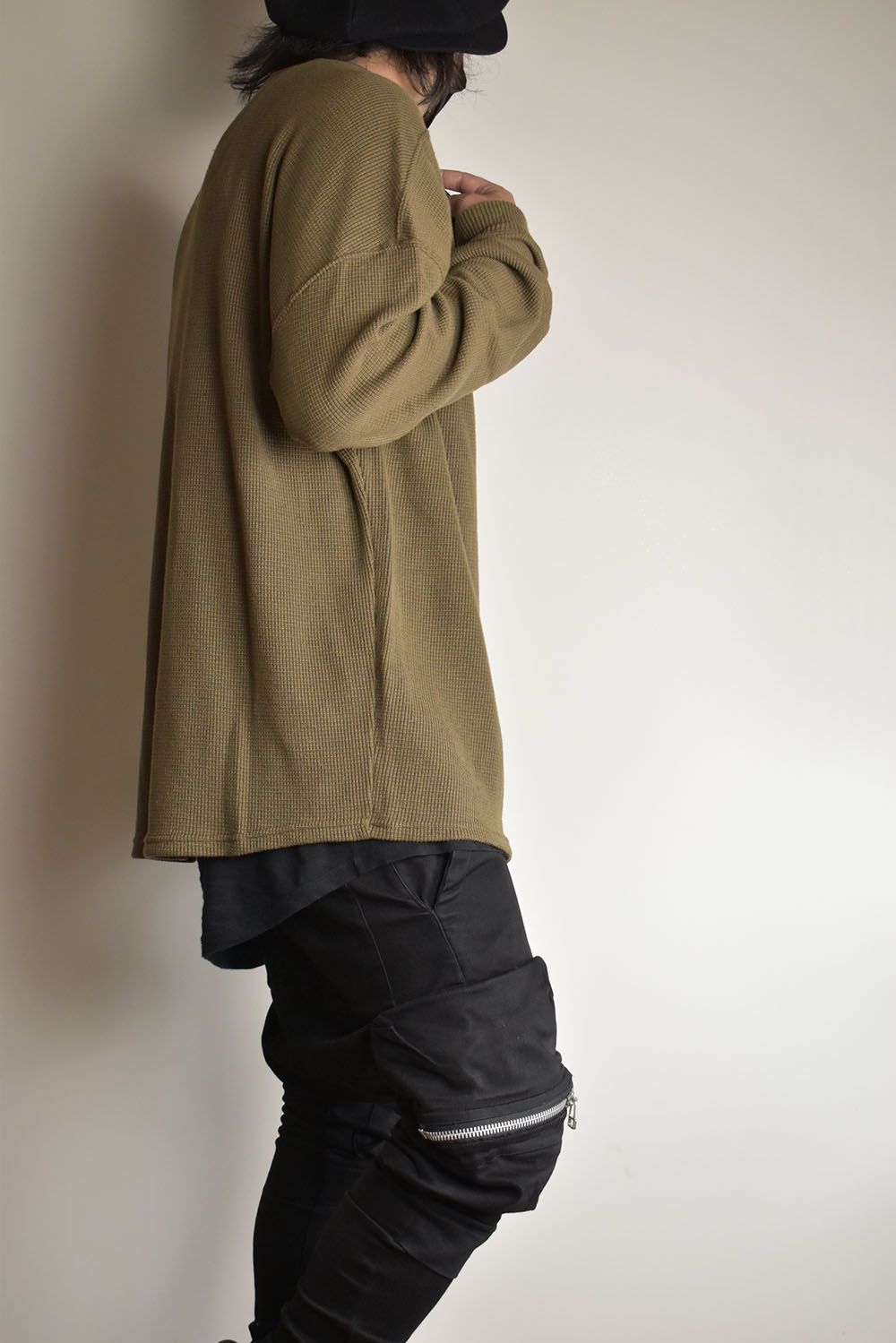 Rib Knit Over Size Top"Olive"/リブニットオーバーサイズトップ"オリーブ"