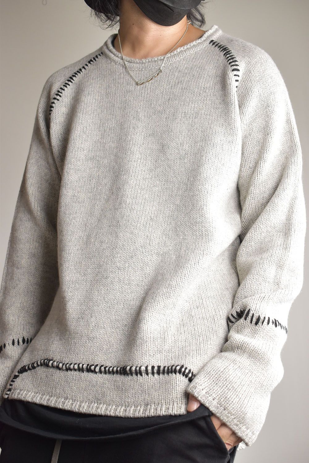 Over Lock Knit Pullover"Oyster Grey" / オーバーロックニットプルオーバー"オイスターグレー"