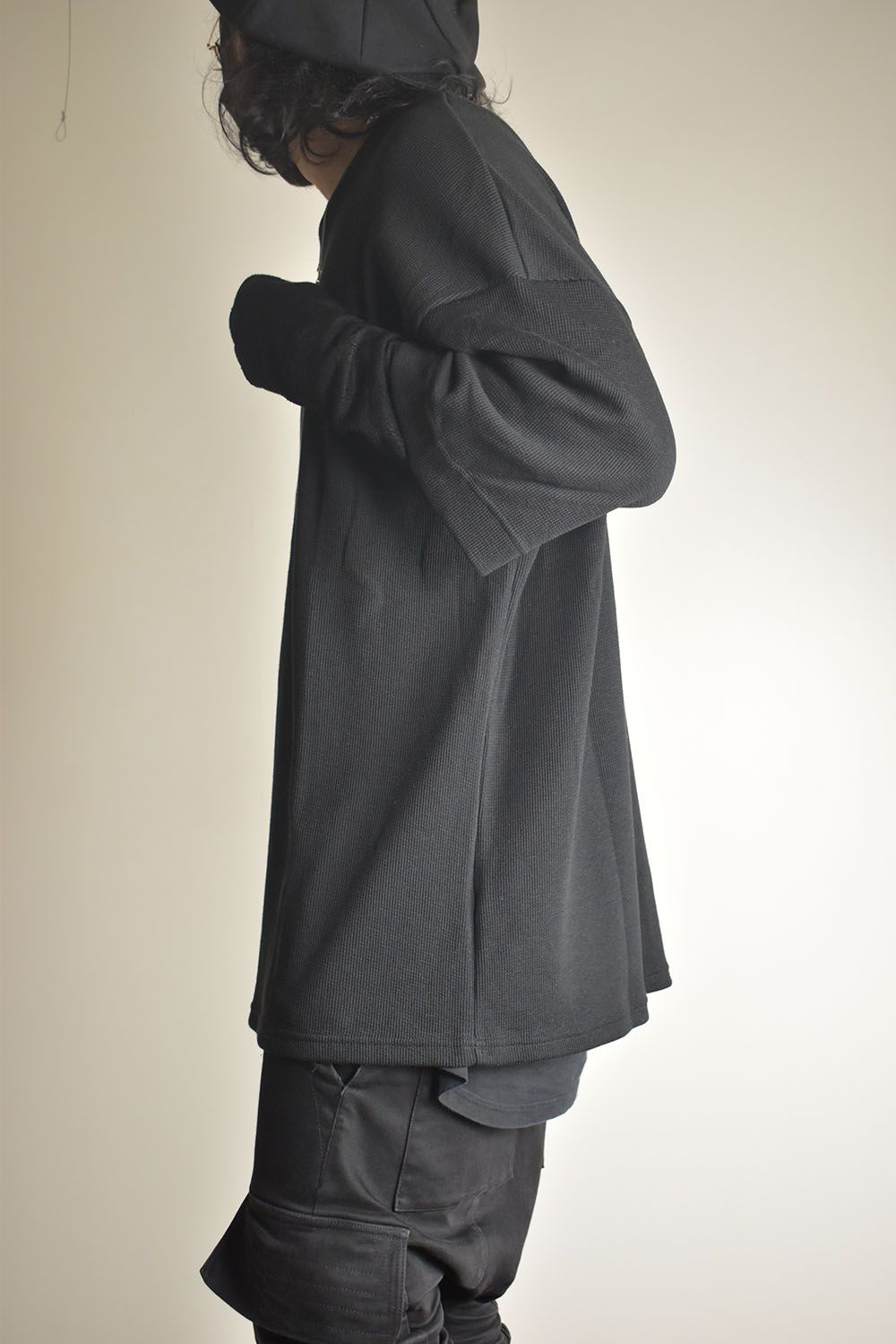 Layered Crew Neck Top"Black" / レイヤードクルーネックトップ"ブラック"