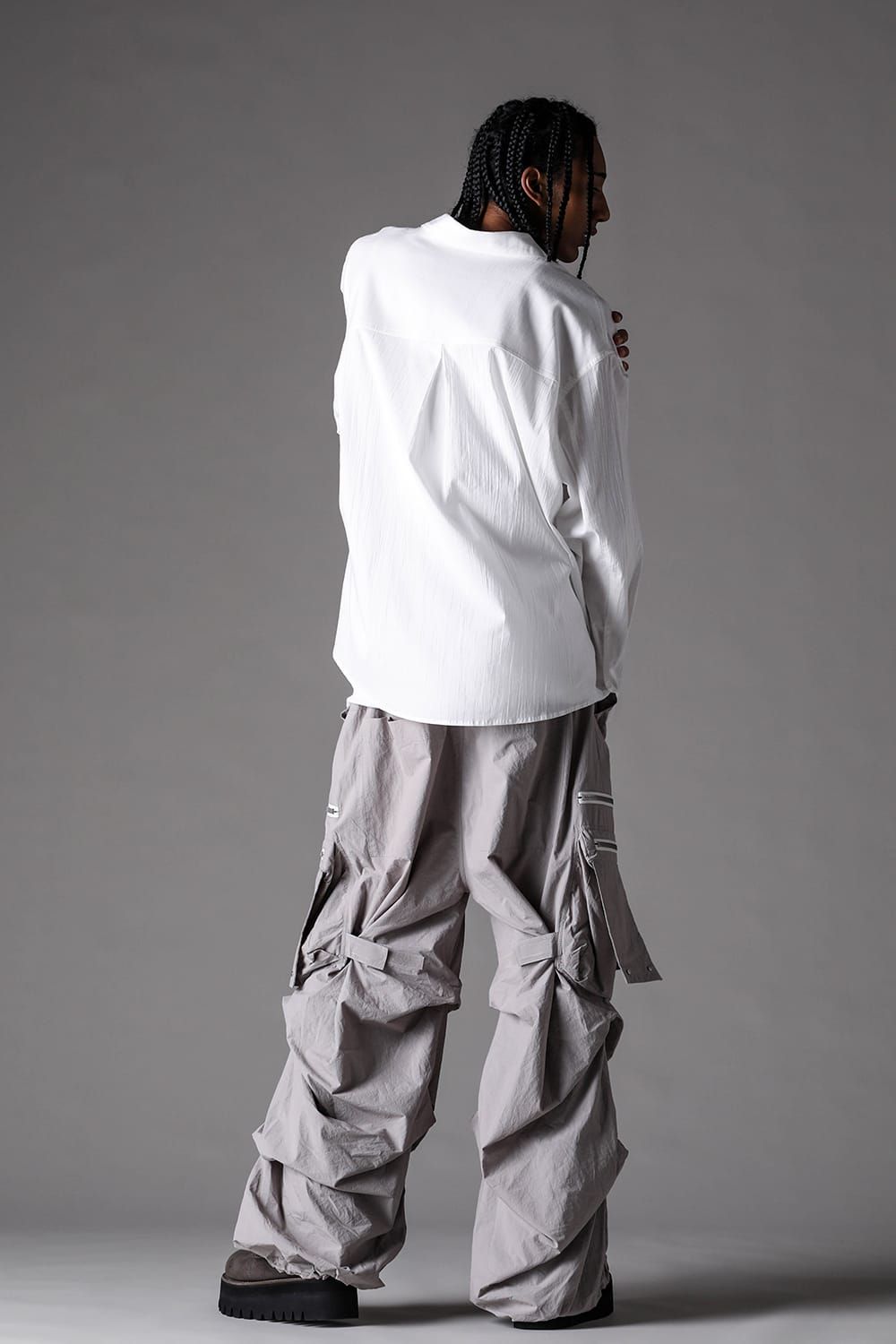 《2027SS先行予約》Cargo Tuck Wide Pants "Black / L.Grey" / カーゴタックワイドパンツ"ブラック/ライトグレー"