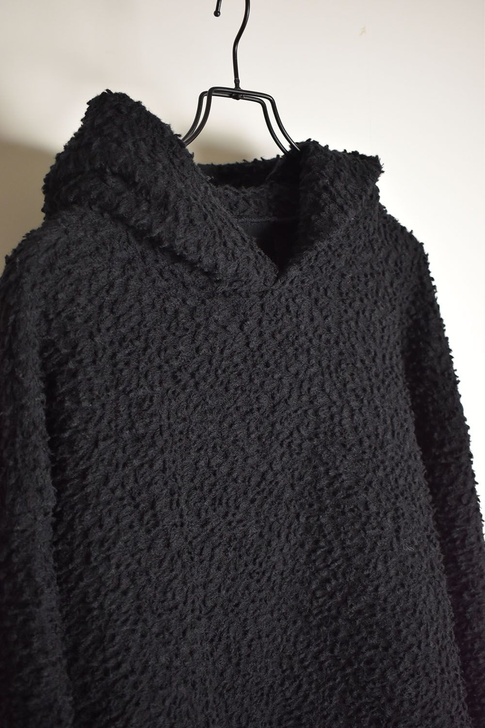 Wool Cotton Boa Hoodie Pullover"Black" /  ウールコットンボアフーディプルオーバー"ブラック"