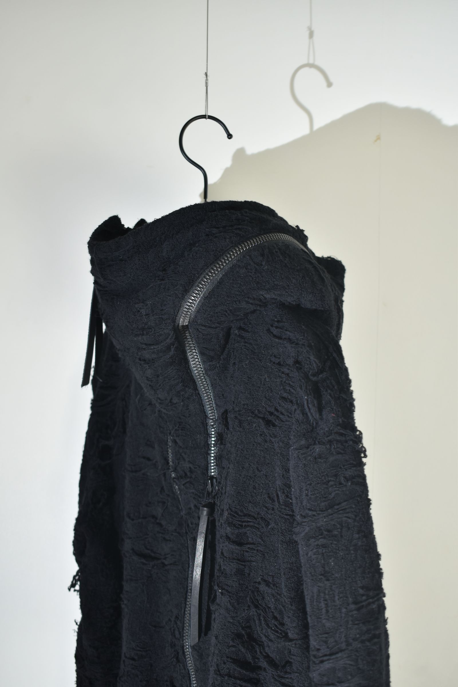 Damage Pile Zip-Up Hoodie"Black" / ダメージパイルジップアップフーディー"ブラック"