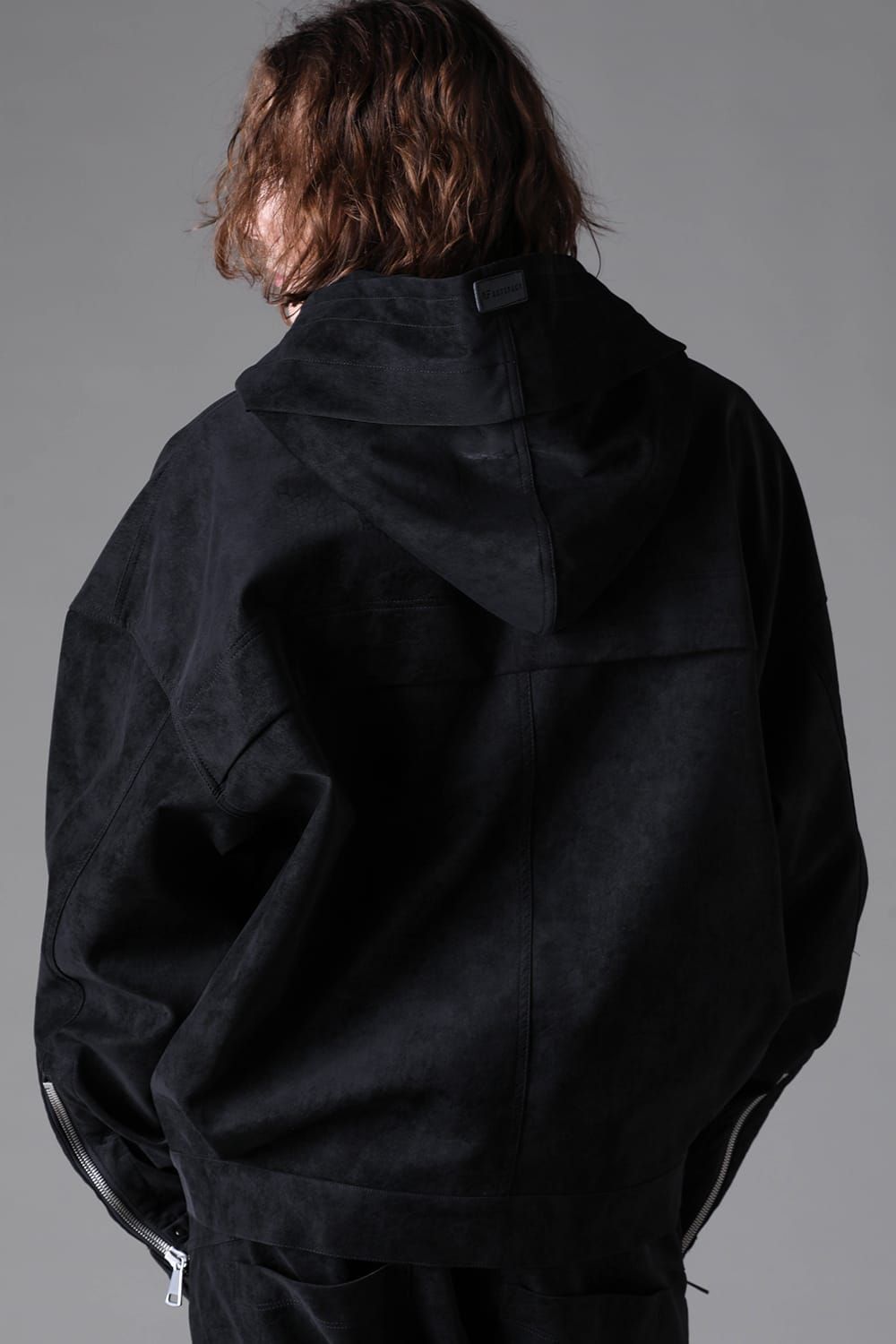 《2026AW先行予約》Vegan Suede Leather Hoodie Blouson"Black" / ヴィーガンスウェードレザーフーディブルゾン "ブラック"