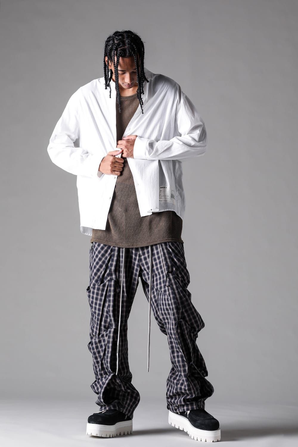 《2027SS先行予約》Plaid Side Layered Pants"Black Plaid / Brown Plaid " / プレイドサイドレイヤードパンツ"ブラックプレイド / ブラウンプレイド"