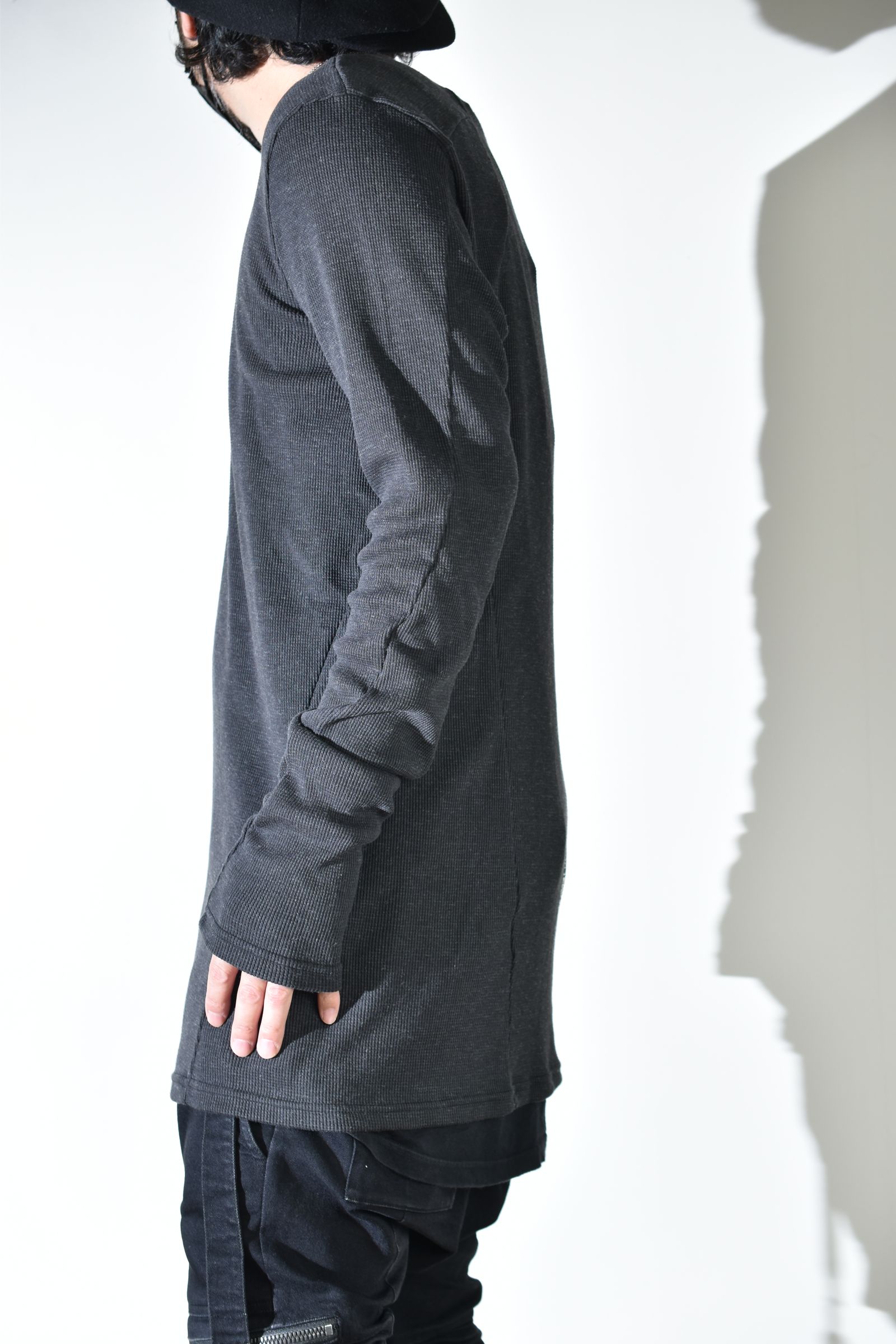 Back Printed Waffle Jersey Long  Sleeve Tee"D.Grey" バックプリントワッフルジャージーロングスリーブTee"ダークグレー"