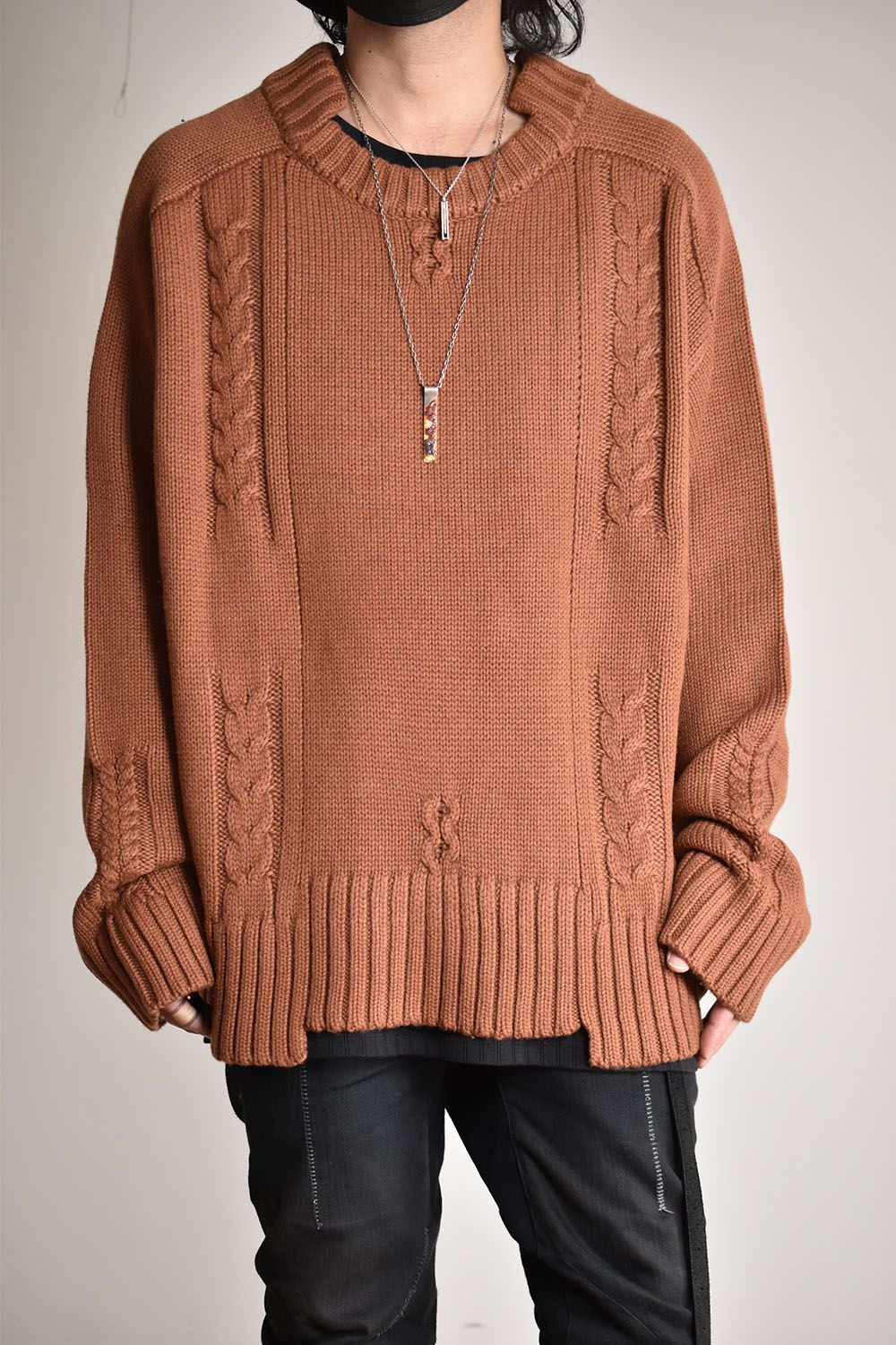 Low Gauge Knit Pullover"Brown"/ローゲージニットプルオーバー"ブラウン"