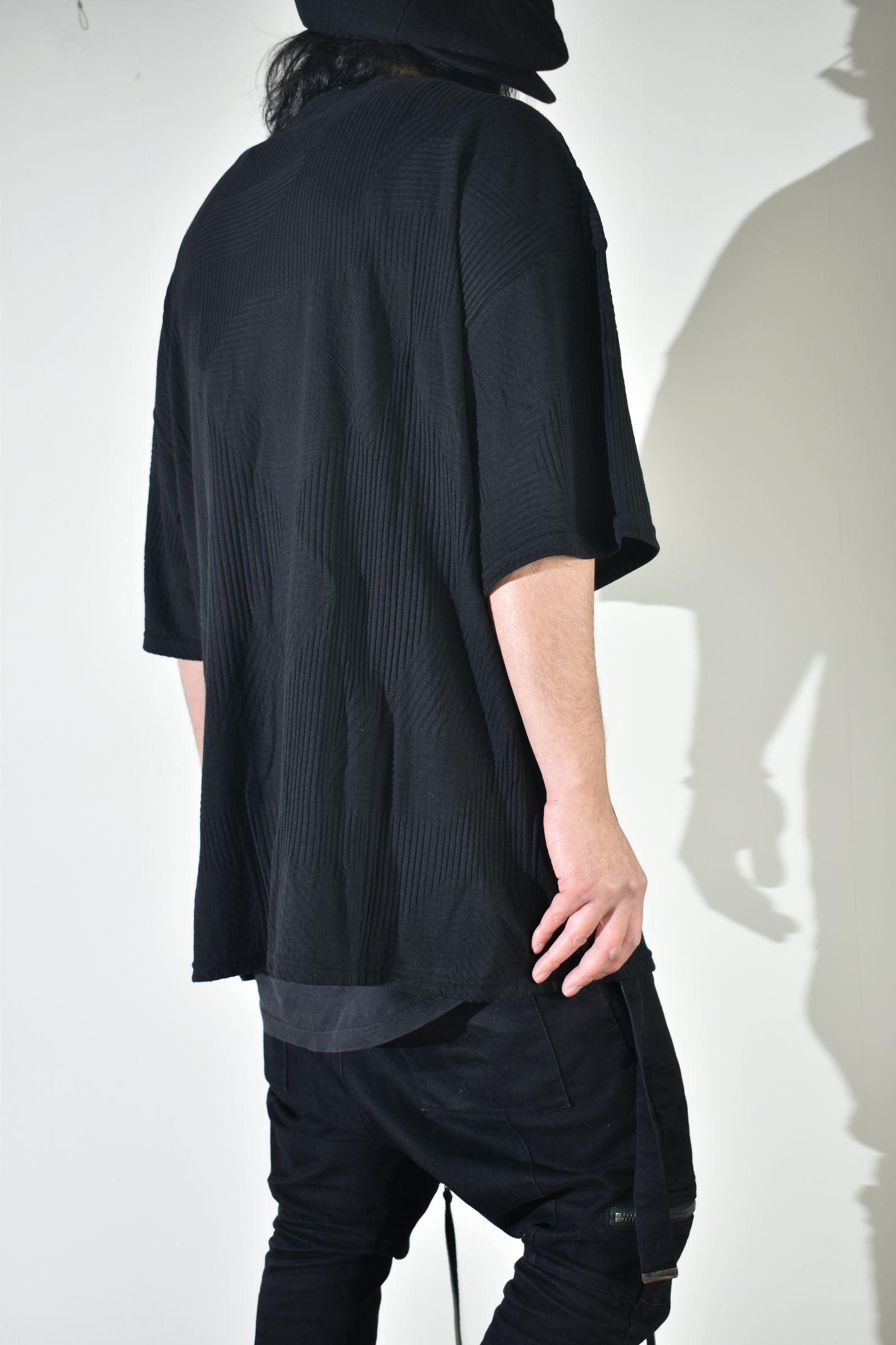 Deformed Stripe Pattern Jumbo Tee "Black" /ディフォルメドストライプパターンジャンボTee"ブラック"