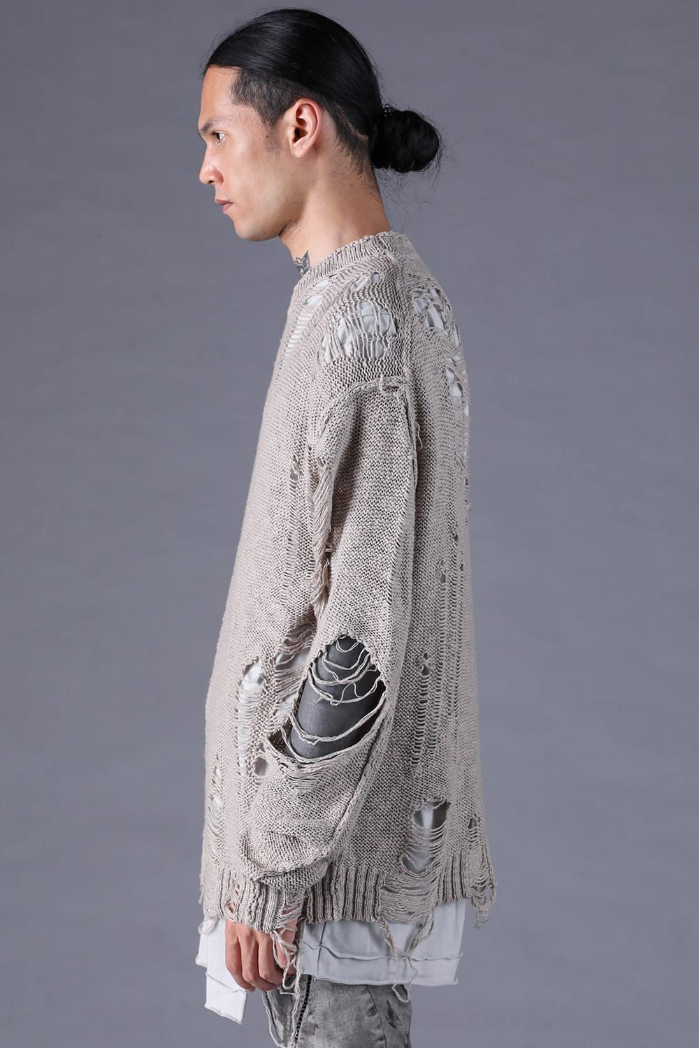 《2027SS先行予約分》3G Damage Knit Pullover "Grey" / 3Gダメージニットプルオーバー"グレー"