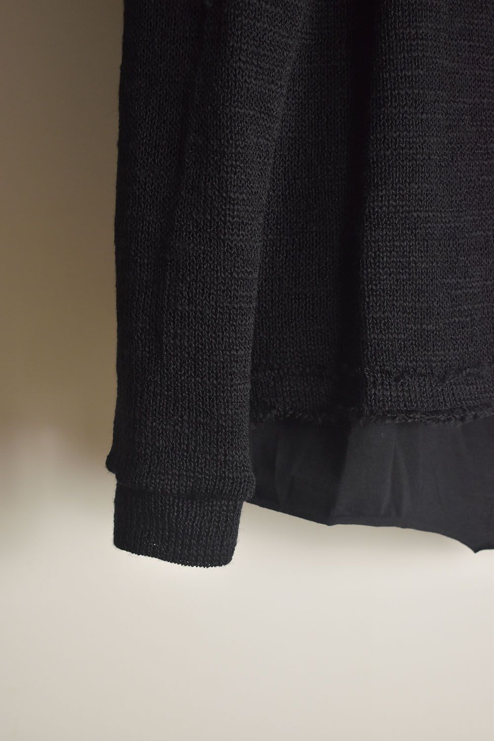Low-Gauge knit × Cotton Jersey Layered Tee "Black" / ローゲージニット×コットンジャージレイヤードTシャツ"ブラック"