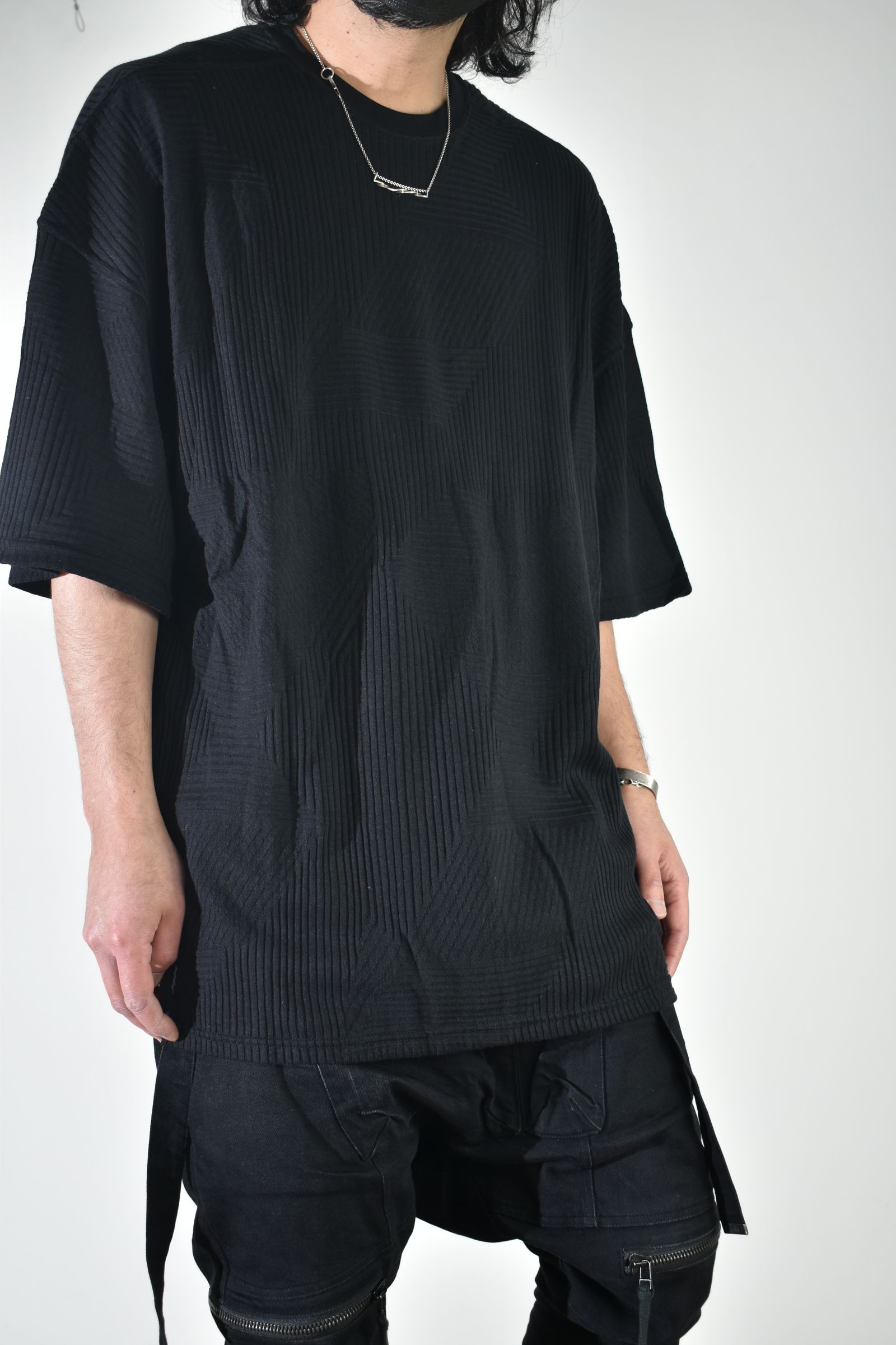 Deformed Stripe Pattern Jumbo Tee "Black" /ディフォルメドストライプパターンジャンボTee"ブラック"