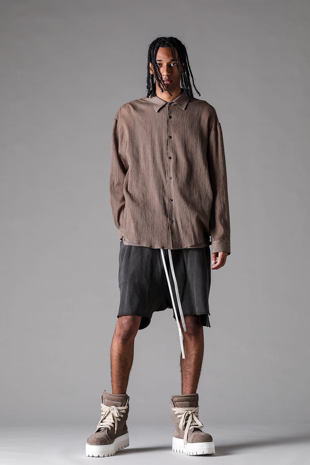 《2027SS先行予約》Sumi Dyed Lightweight French Terry Side Slit Shorts"L.Grey / D.Grey" / 墨染ミニ裏毛サイドスリットショーツ"ライトグレー / ダークグレー"