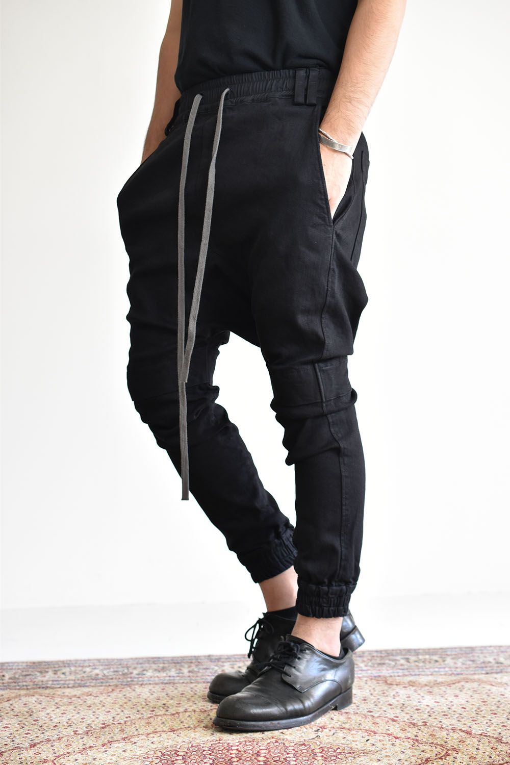 Sarrouel Stretch Denim Jogger Pants "Black"/サルエルストレッチデニムジョーガーパンツ"ブラック"