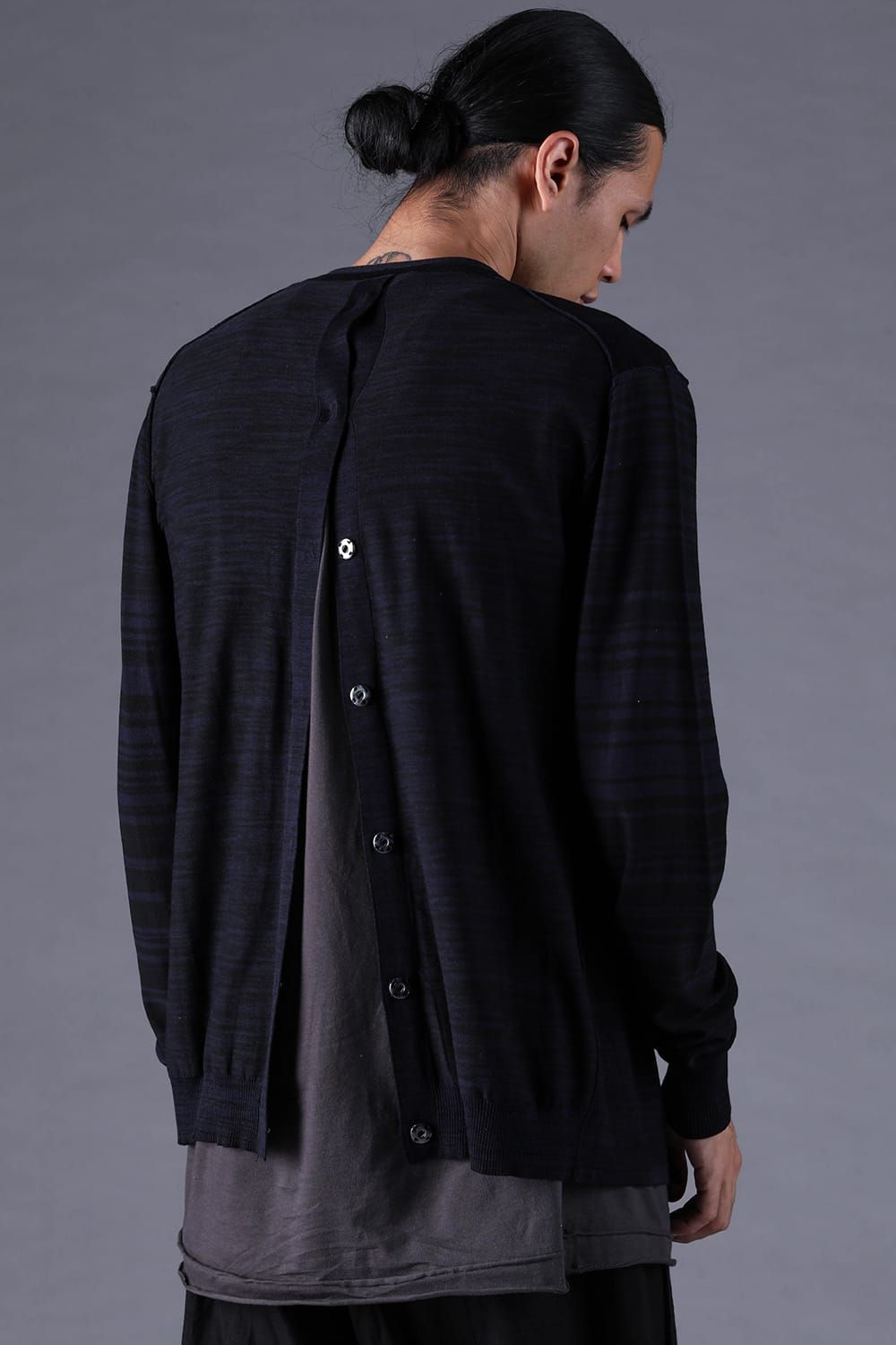 《2027SS先行予約分》16G High Gauge Silk Cotton Knit Cardigan"Black / Navy" / 16Gハイゲージシルクコットンニットカーディガン"ブラック / ネイビー"
