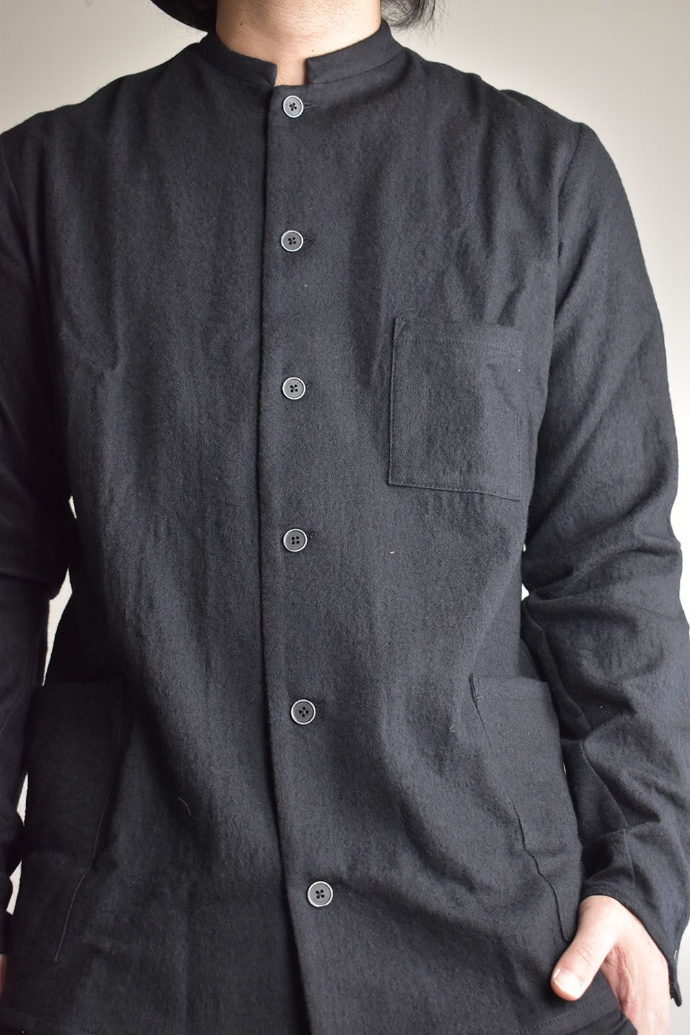 Stand Collar Shirts"Lamp Black"/スタンドカラーシャツ"ランプブラック"