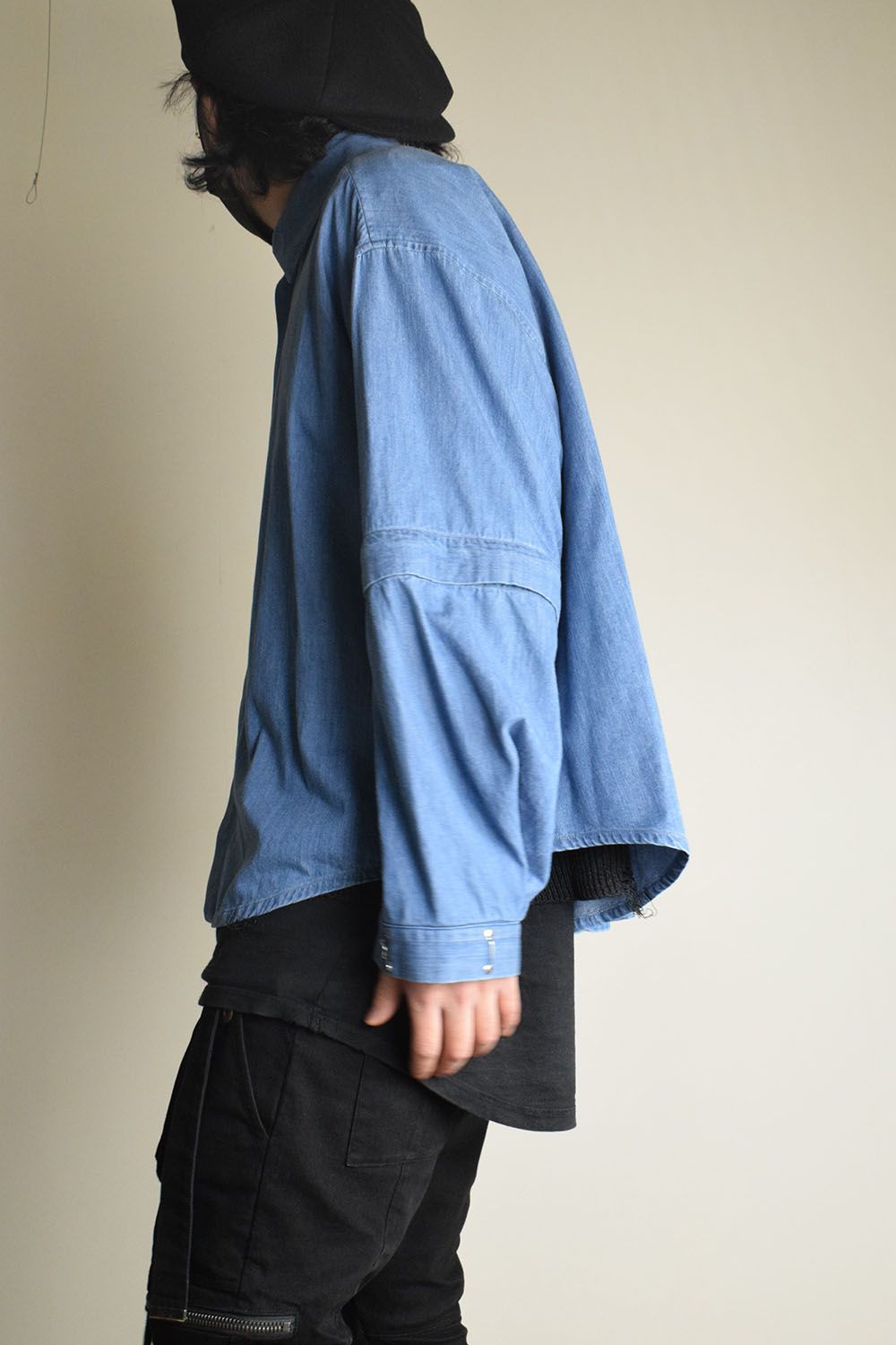 Detachable Sleeve Hook Cuff Shirt"Blue Washed" / デタッチャブルスリーブホックカフスシャツ"ブルーウォッシュド"