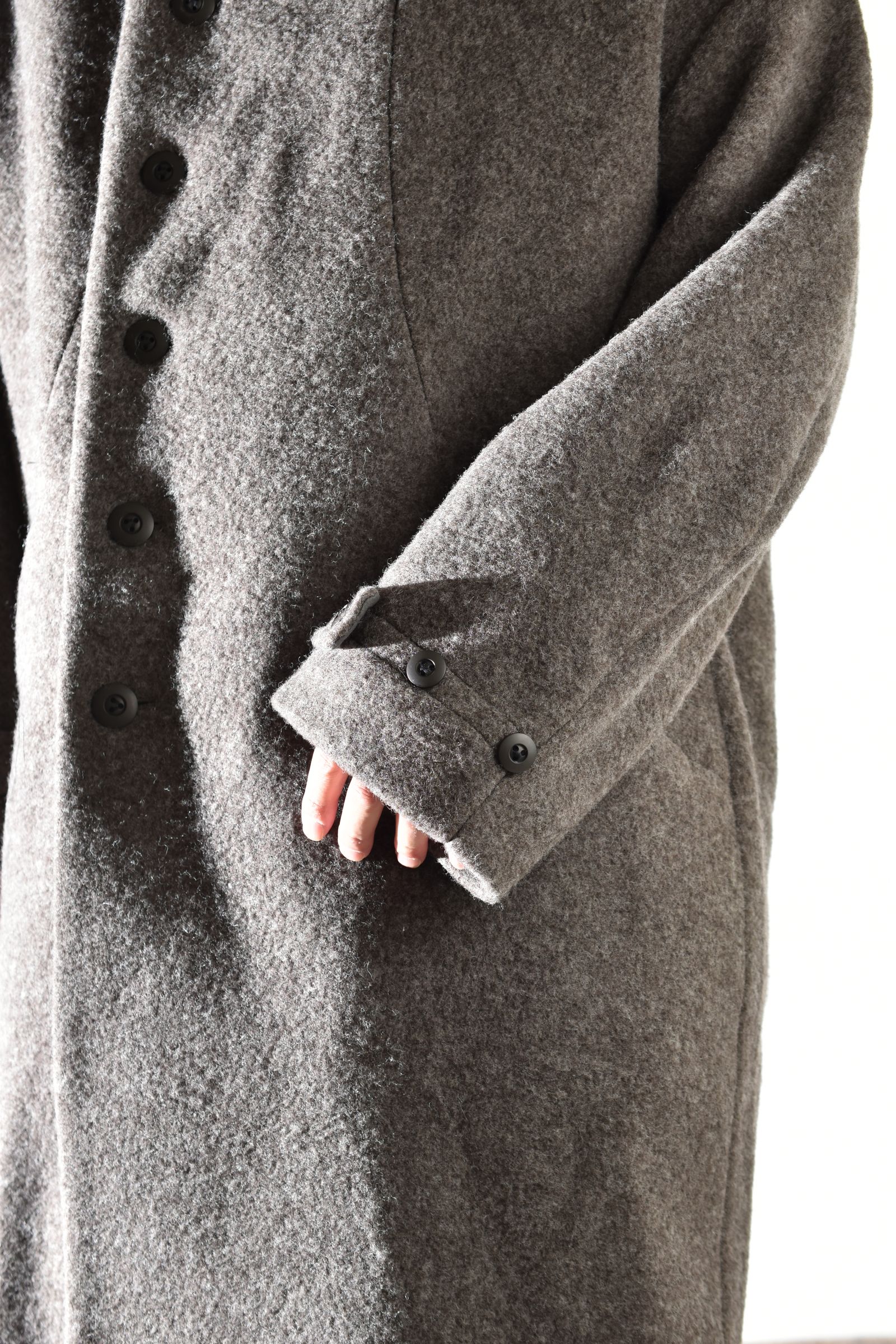 Wool Pile High Neck Coat "GreyBeige" / ウールパイルハイネックコート"グレーベージュ"