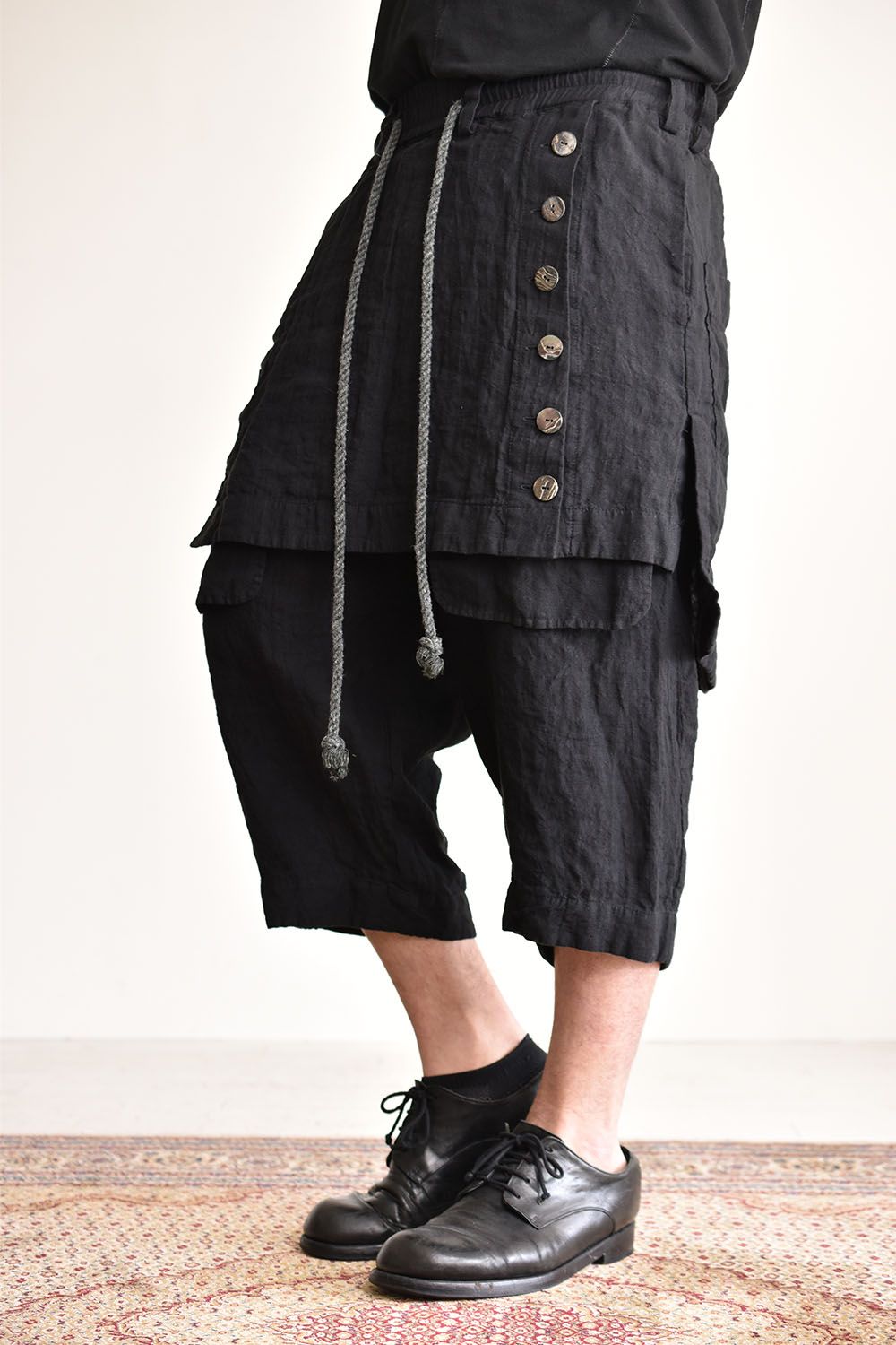 Skirt Layered Wide Pants"Black"/スカートレイヤードワイドパンツ"ブラック"