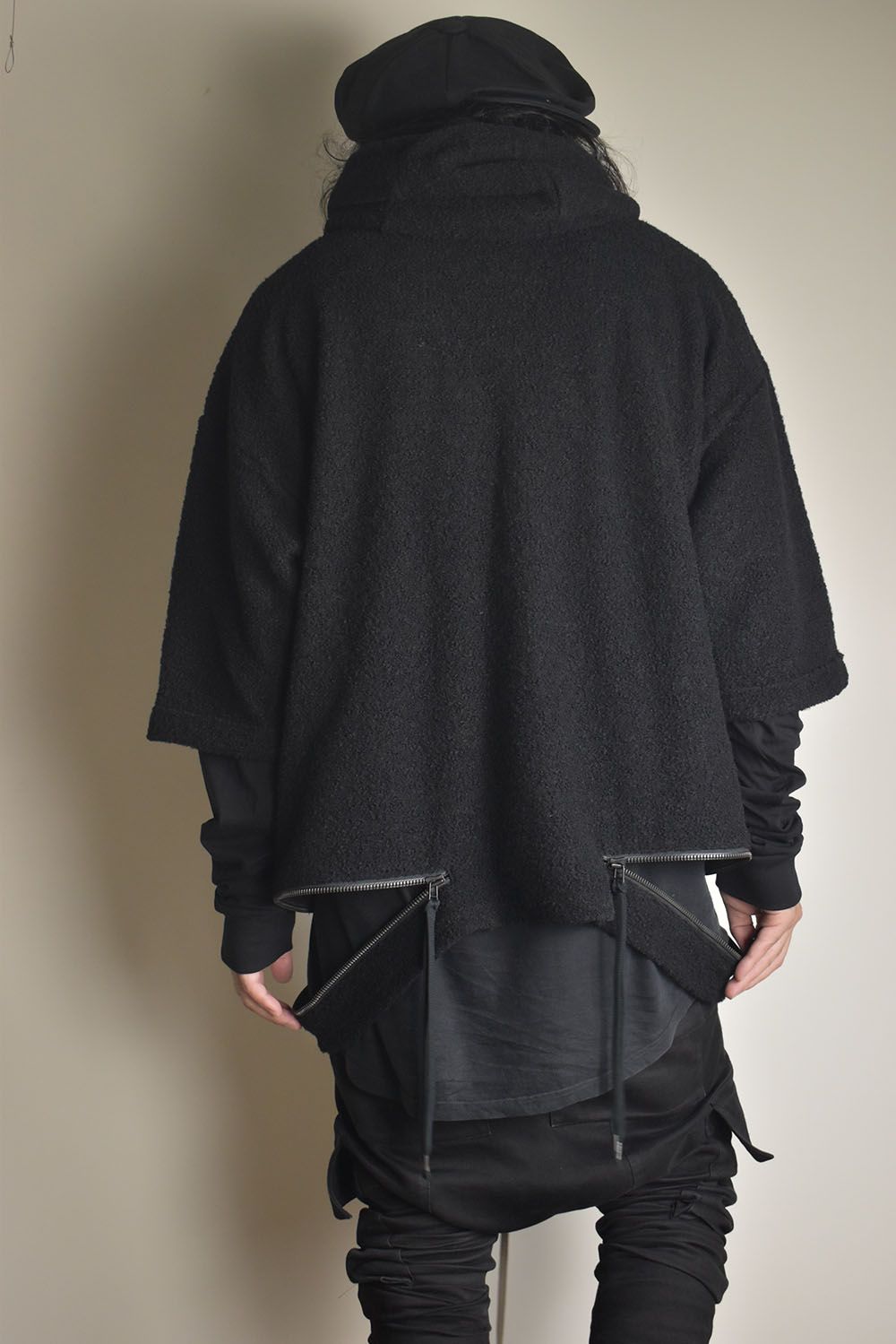 Loop Knit Oversized Layered Hooded Pullover"Black" / ループニットオーバーサイズレイヤードフーデッドプルオーバー"ブラック"