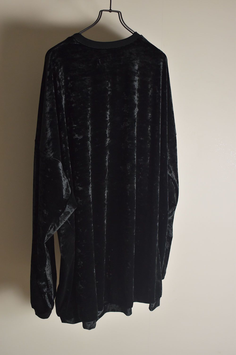 Washer Velor Jumbo Crew Neck Top"Black" / ワッシャーベロアジャンボクルーネックトップ"ブラック"