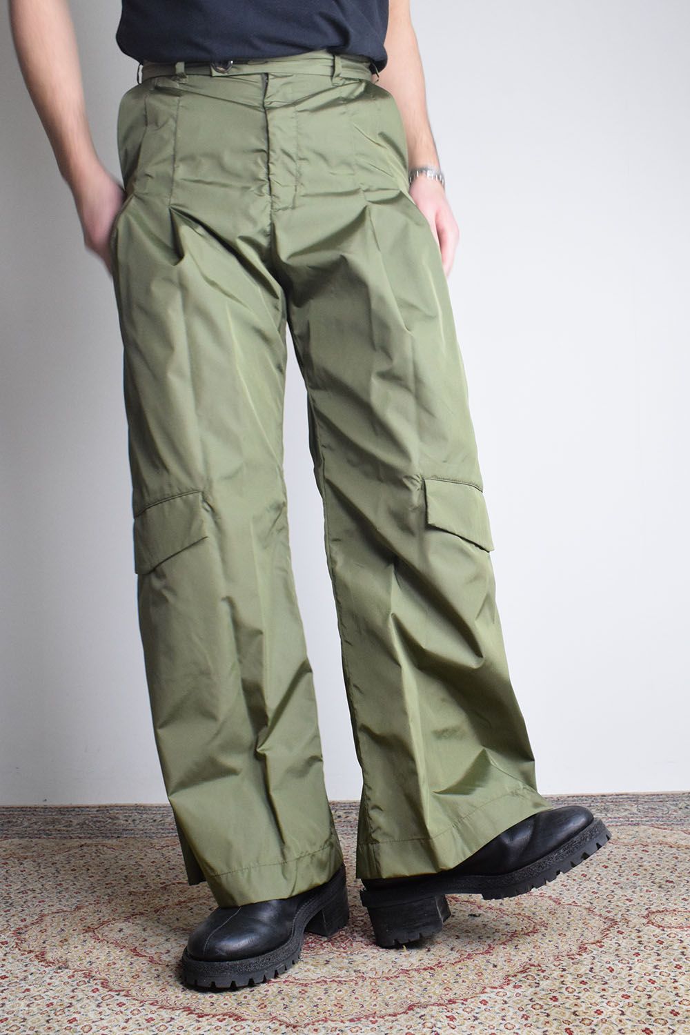Shingle Flap Baggy Trousers "Military Green" / シンフラップバギートラウザー"ミリタリーグリーン"