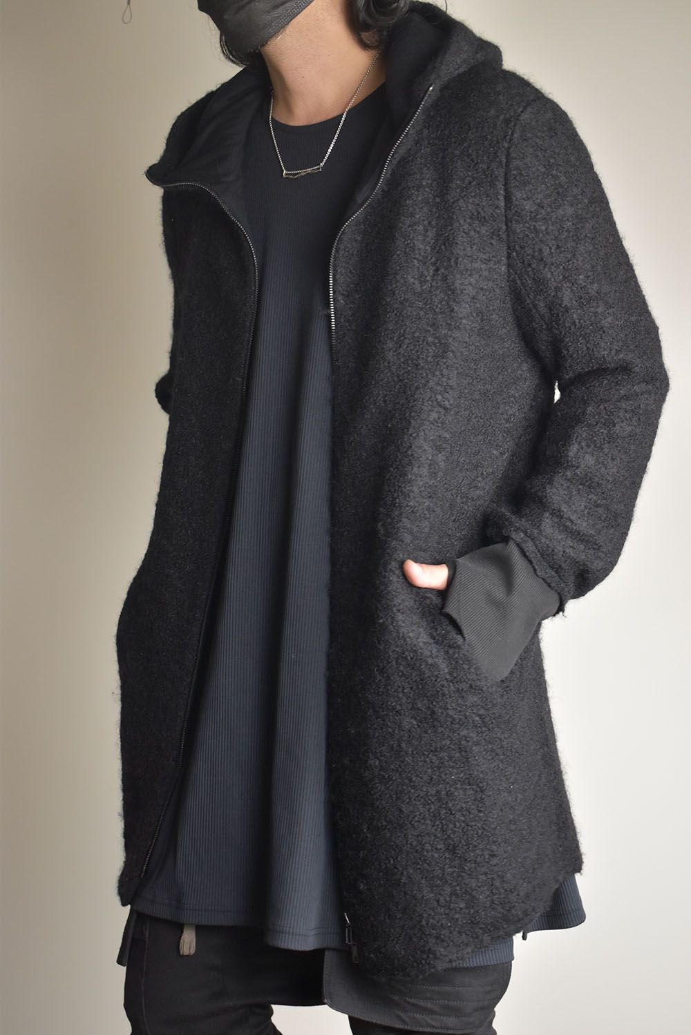 Mohair Knit Zip Hoodie "Black" / モヘアニットジップフーディ"ブラック"