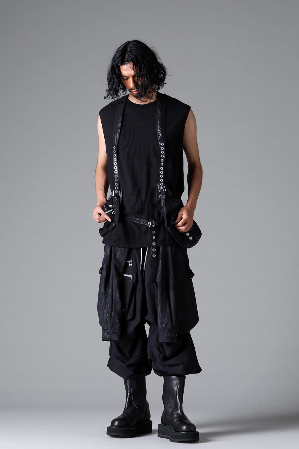 《2026SS先行予約》Deformed Stripe Pattern Tank Top "Black / Cream" /ディフォルメドストライプパターンタンクトップ"ブラック/クリーム"