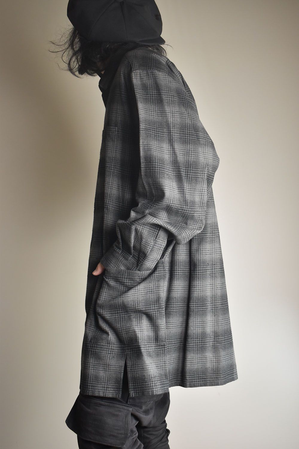 Over Sized Check Shirts"Grey" / オーバーサイズドチェックシャツ"グレー"