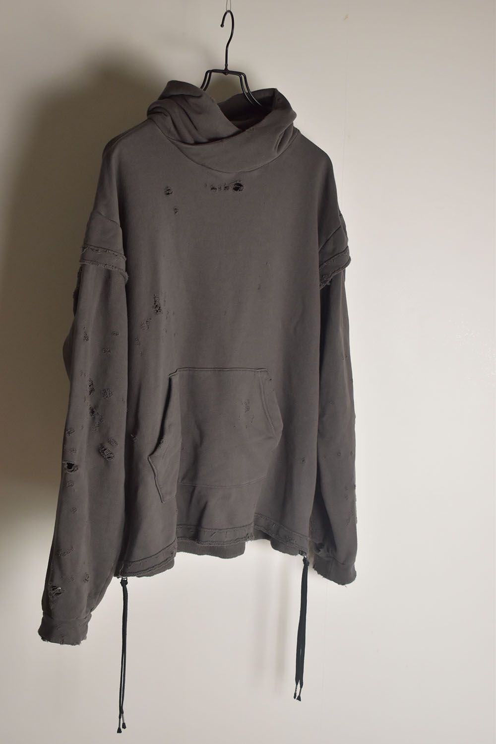 Untwisted Sweat Oversized Pullover Hoodie "Charcoal" / 無撚糸裏毛オーバーサイズプルオーバーフーディー"チャコール"