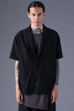 《2027SS先行予約分》Scar Stripe Jacquard Tailored S/S Shirt"Black" / スカーストライプジャガードテーラードショートスリーブシャツ"ブラック"