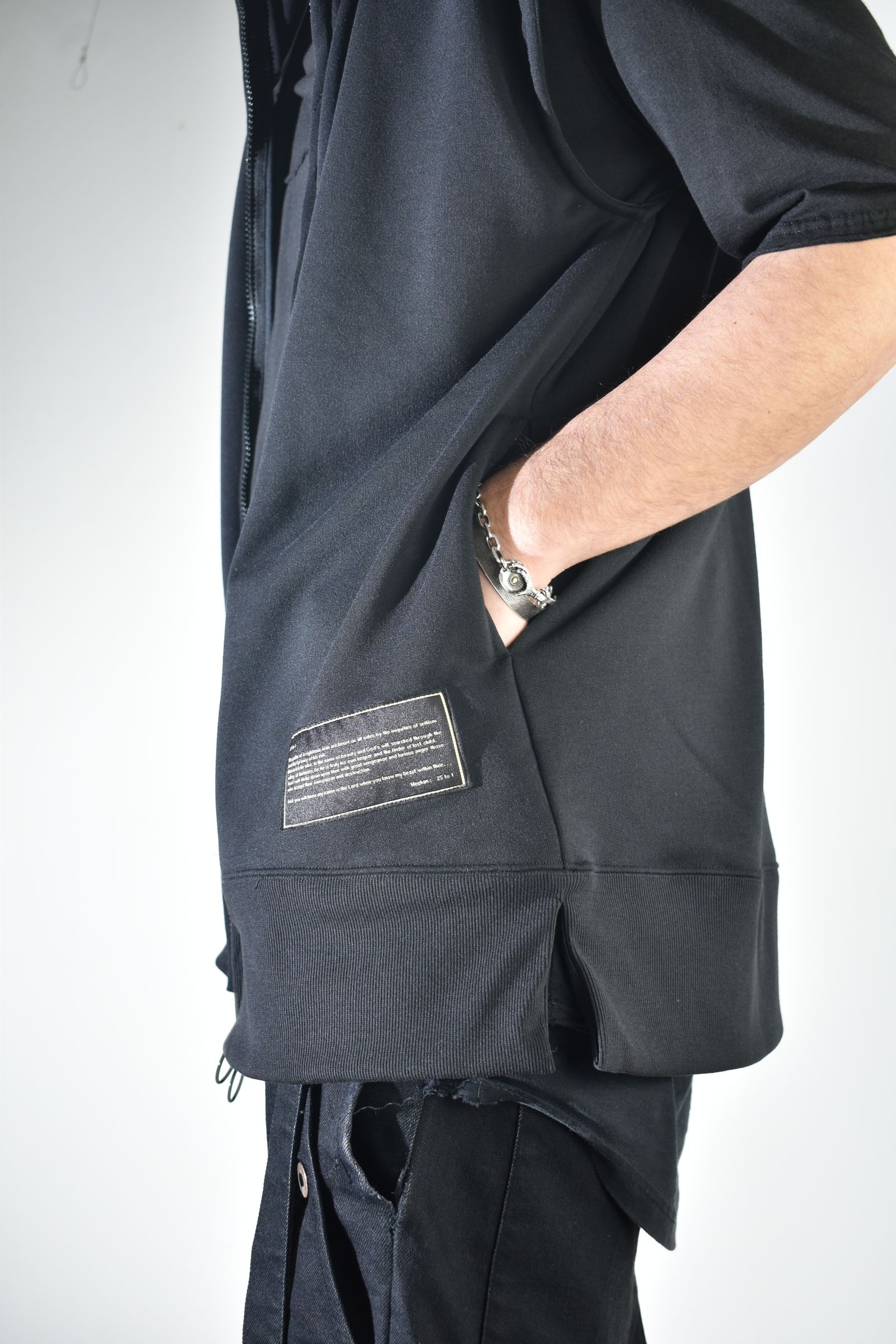 No Sleeve Zip Hoodie"Black" / ノースリーブジップフーディ"ブラック"