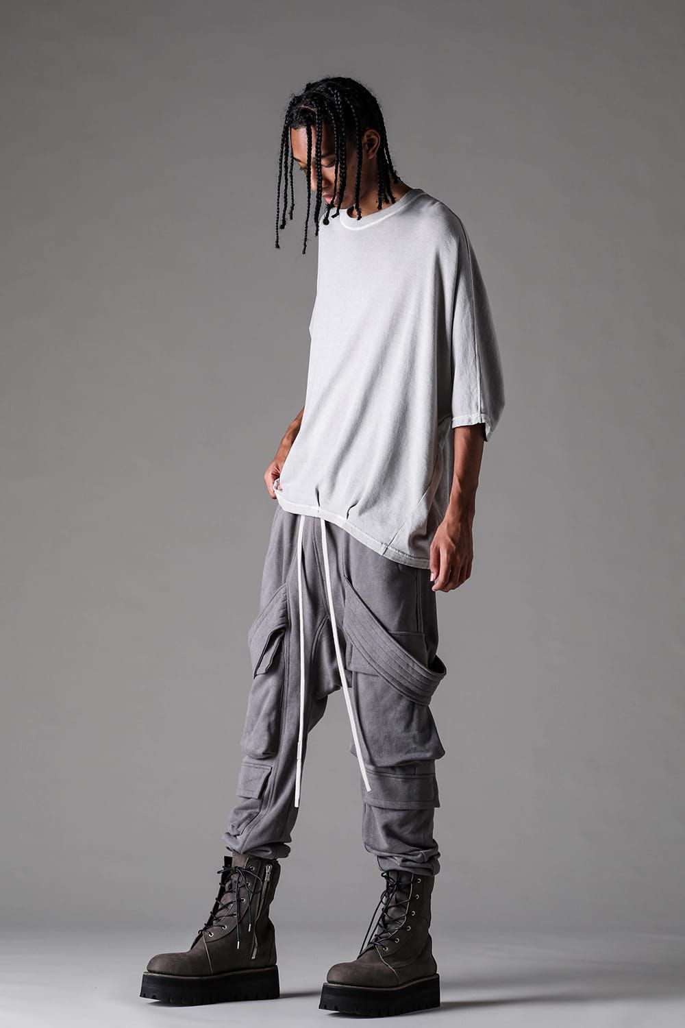 《2027SS先行予約》Sumi Dyed Lightweight French Terry Dolman Jumbo Tee"L.Grey" / 墨染ミニ裏毛ドルマンジャンボTee"ライトグレー"