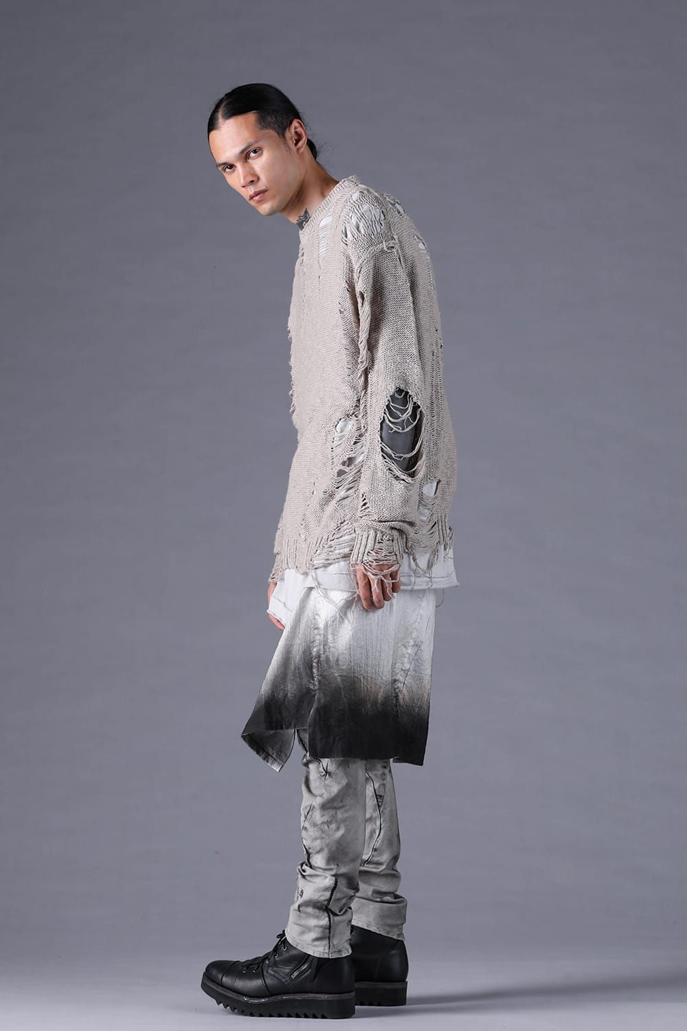 《2027SS先行予約分》3G Damage Knit Pullover "Grey" / 3Gダメージニットプルオーバー"グレー"