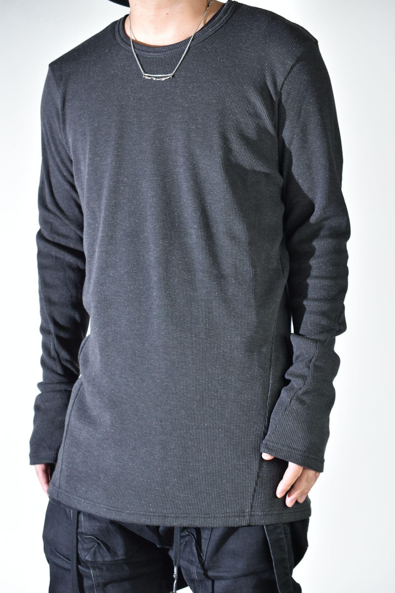 Back Printed Waffle Jersey Long  Sleeve Tee"D.Grey" バックプリントワッフルジャージーロングスリーブTee"ダークグレー"