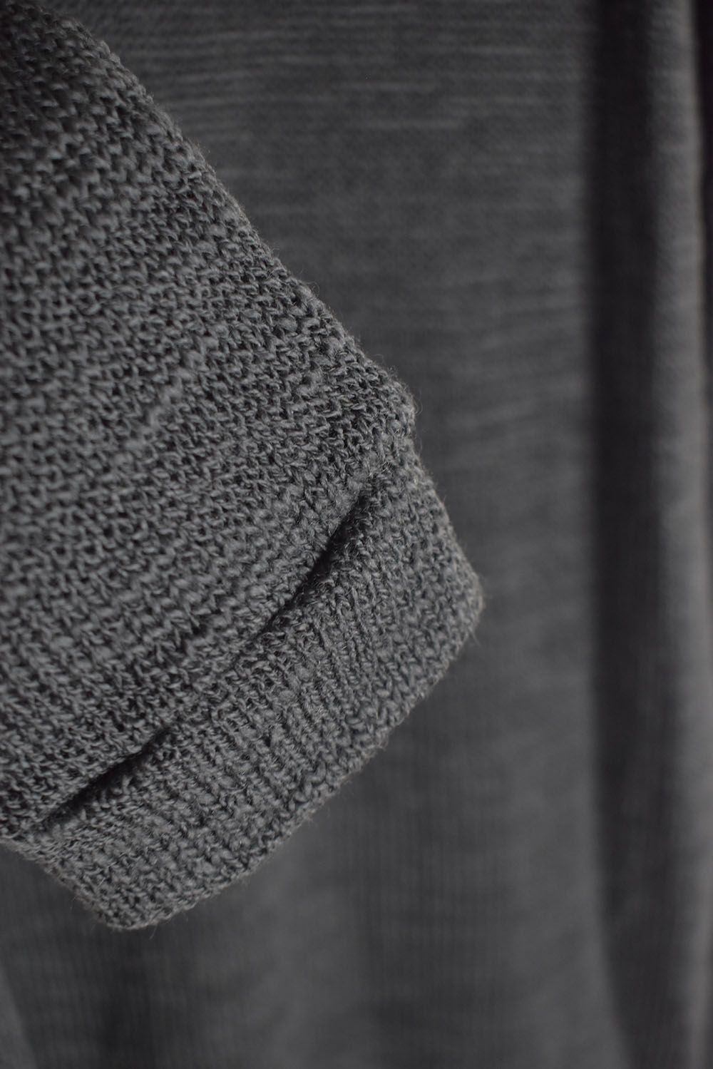 Low-Gauge knit × Cotton Jersey Layered Tee "Charcoal" / ローゲージニット×コットンジャージレイヤードTシャツ"チャコール"