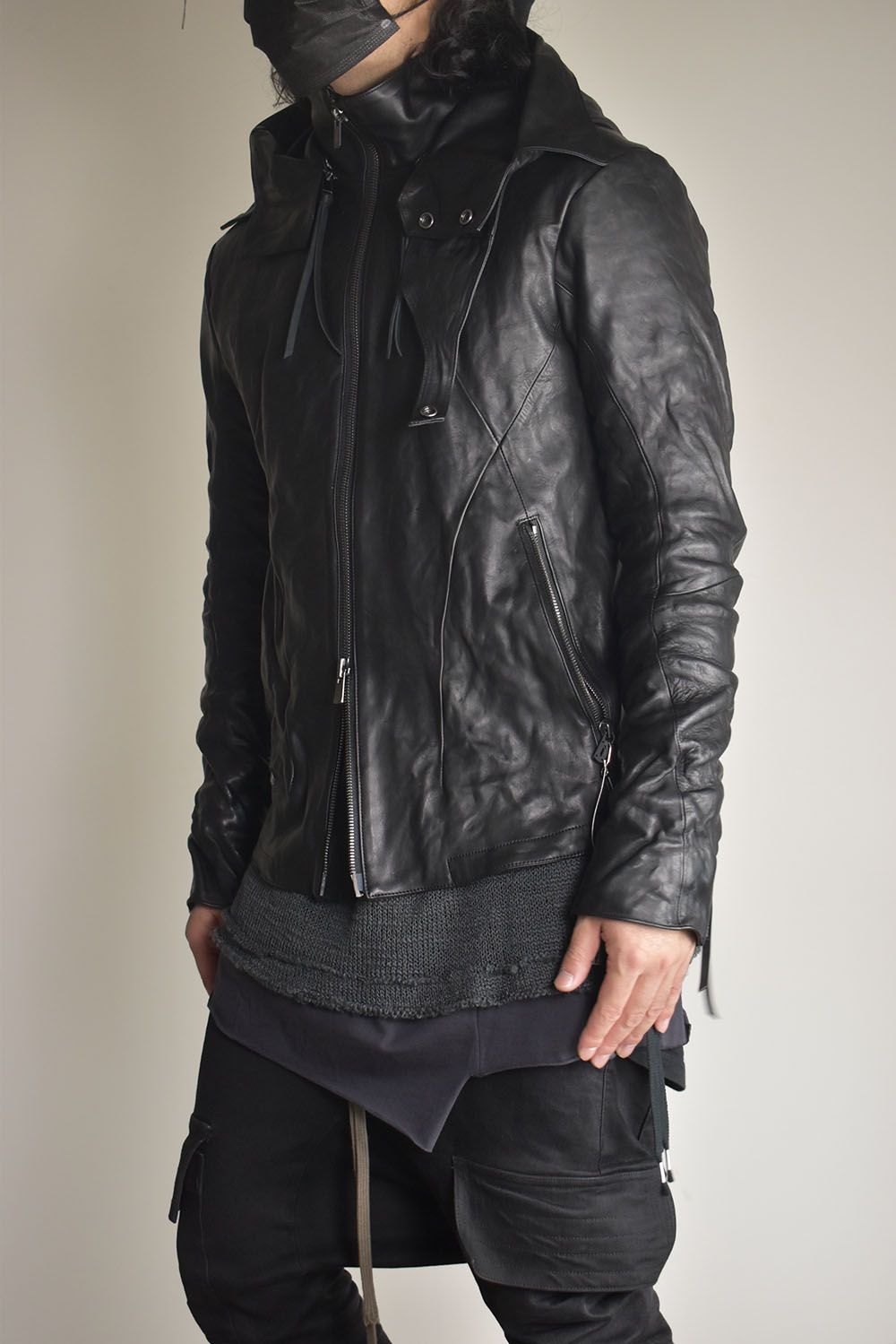 Horse Leather Hood Attachd Jacket "Black" / ホースレザーフードアタッチドジャケット"ブラック"