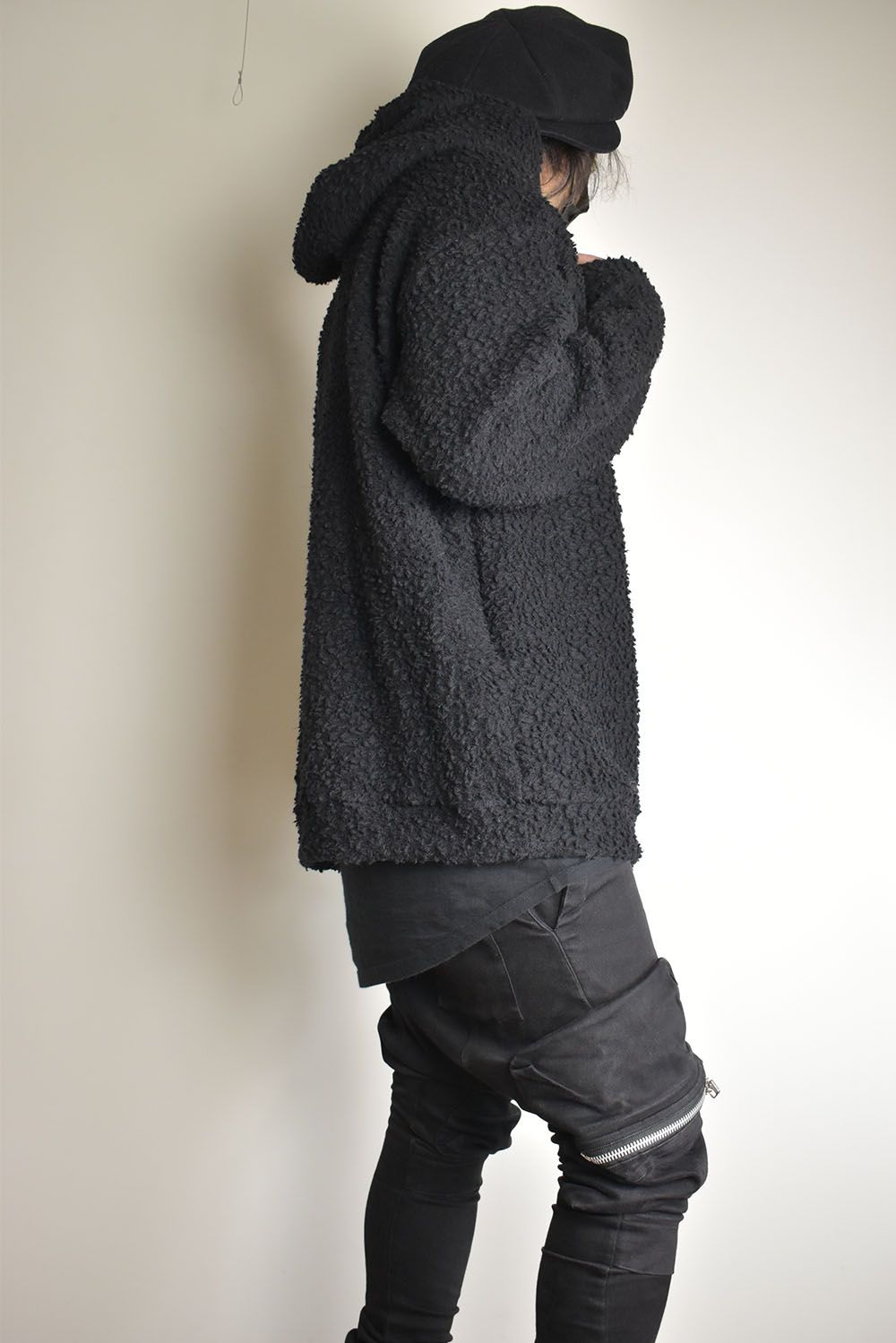 Wool Cotton Boa Hoodie Pullover"Black" /  ウールコットンボアフーディプルオーバー"ブラック"