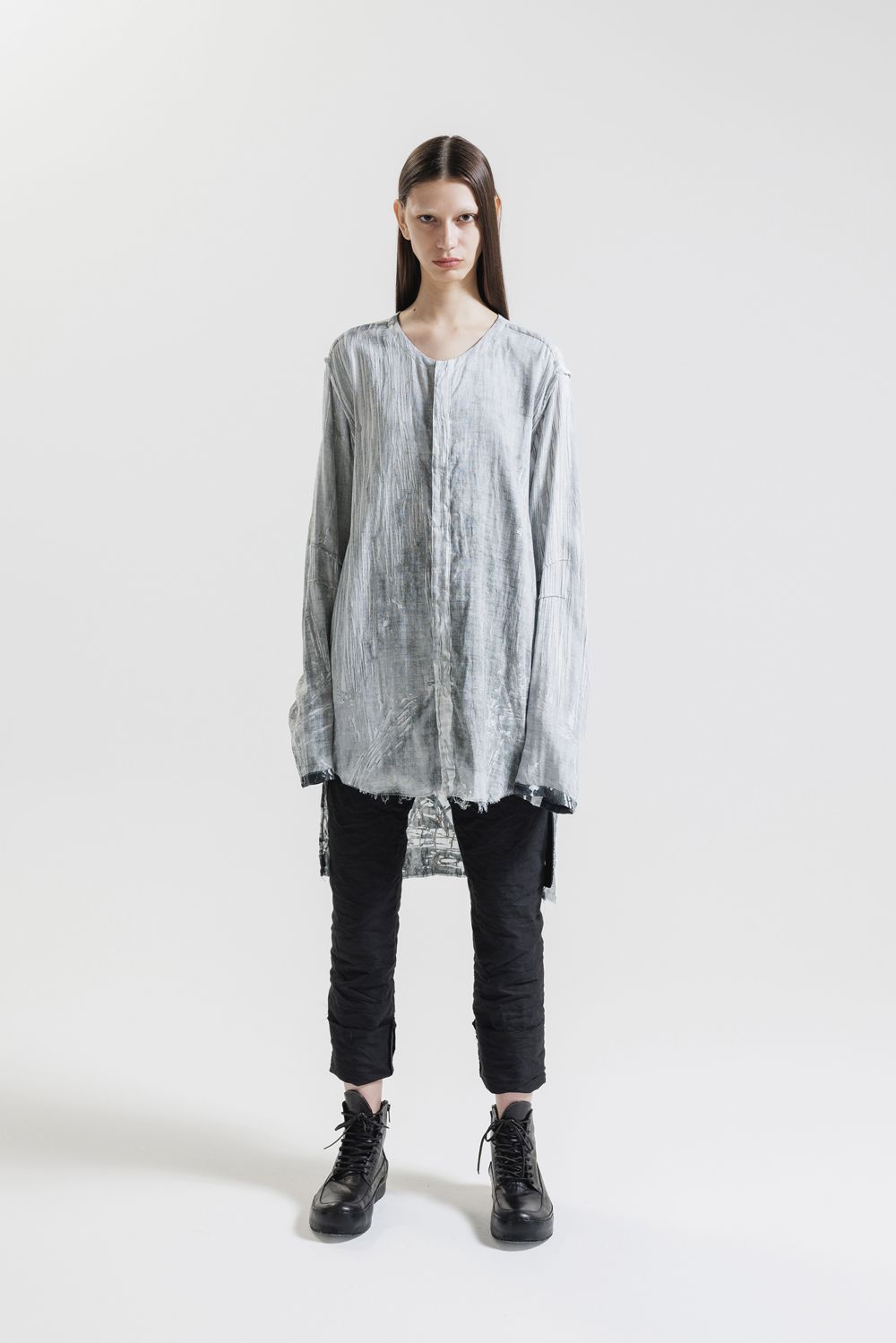 Round Neck Reversible Gauze Shirt"Face Print" / ラウンドネックリバーシブルガーゼシャツ"フェイスプリント"