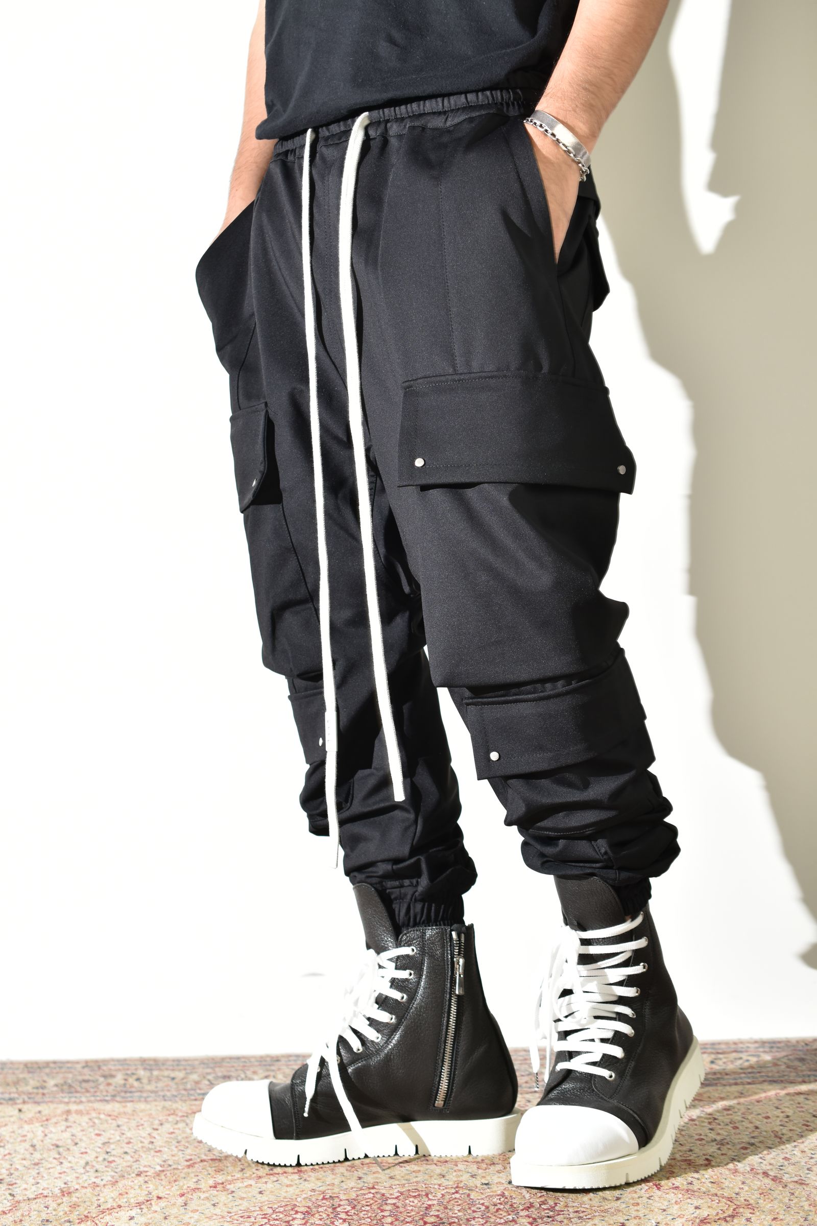 Technical Nylon Military Sarrouel Easy Pants"Black" / テクニカルナイロンミリタリーサルエルイージーパンツ"ブラック"