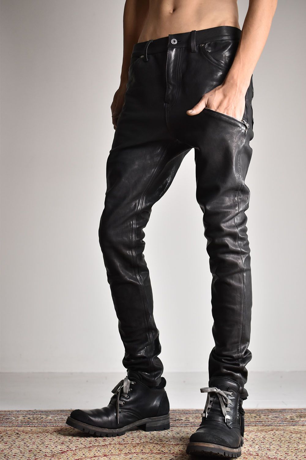 MARYAM  Kip Garment Dye Leather Pants"Black"/マリアムキップ製品染レザーパンツ"ブラック"