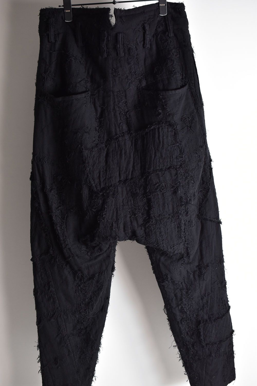 Patched Drop-Crotch 2Tuck Pants-BORO-"Black"/パッチドドロップクロッチ2タックパンツ-襤褸-"ブラック"