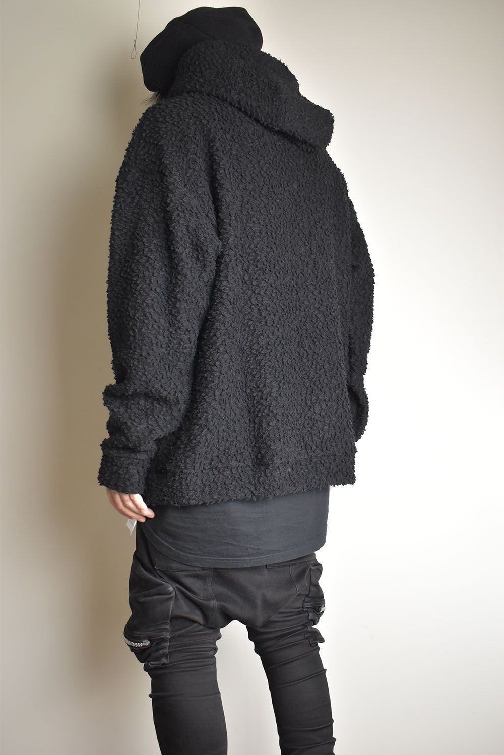 Wool Cotton Boa Hoodie Pullover"Black" /  ウールコットンボアフーディプルオーバー"ブラック"