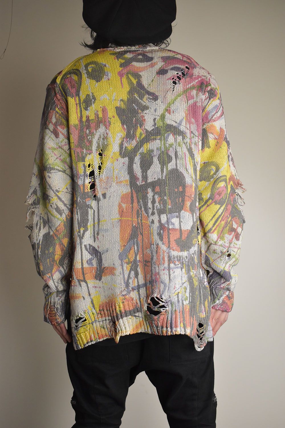 Inkjet Print Cotton 3GG Damaged Knit PulloVer"Color Print" / インクジェットプリント コットン 3GG ダメージニットプルオーバー "カラープリント"