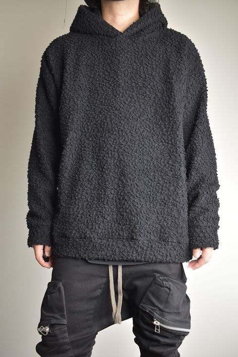 Wool Cotton Boa Hoodie Pullover"Black" /  ウールコットンボアフーディプルオーバー"ブラック"