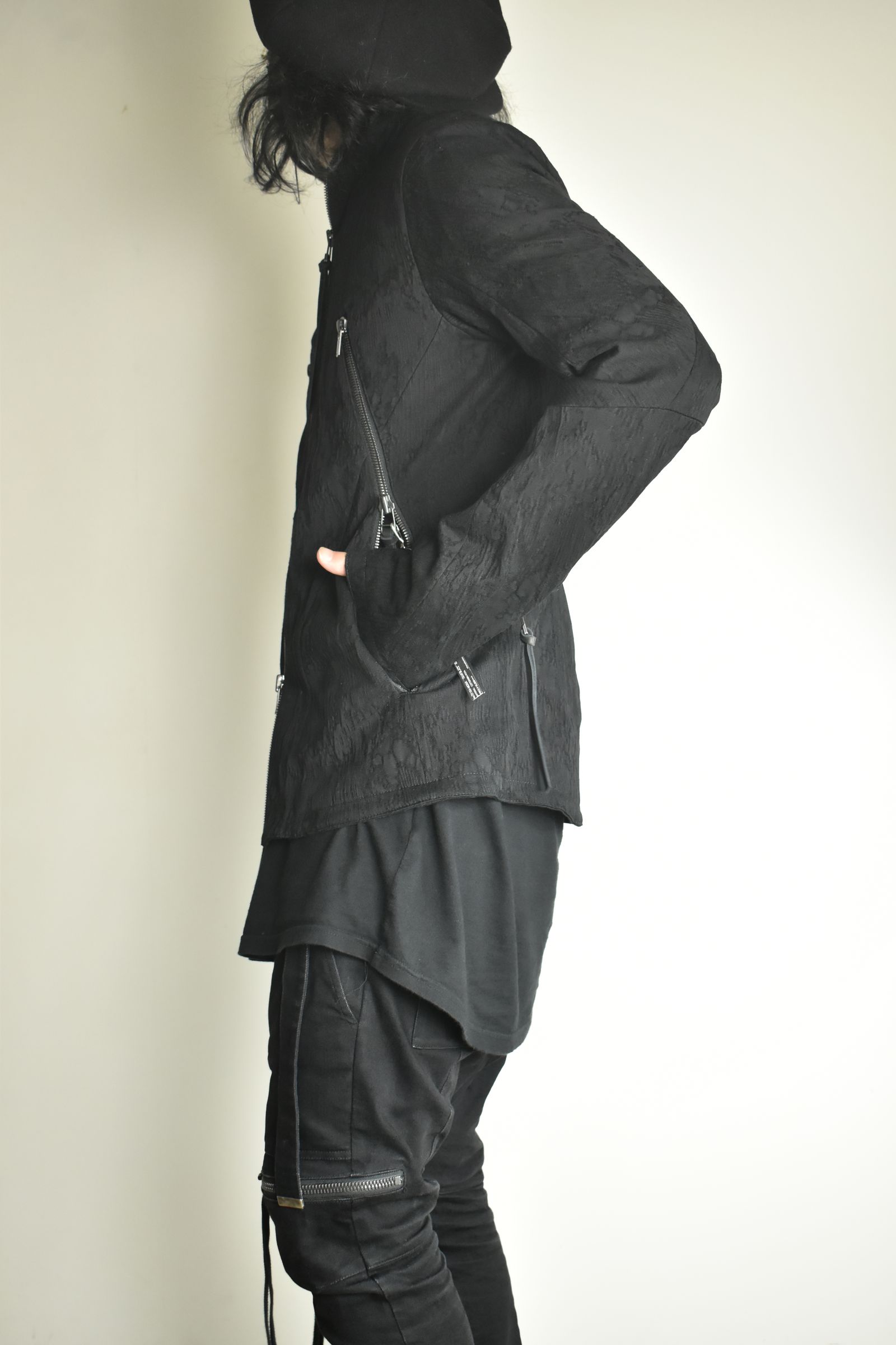 Damage Jacquard Single Rider Jacket"Black" / ダメージジャガードシングルライダースジャケット"ブラック"