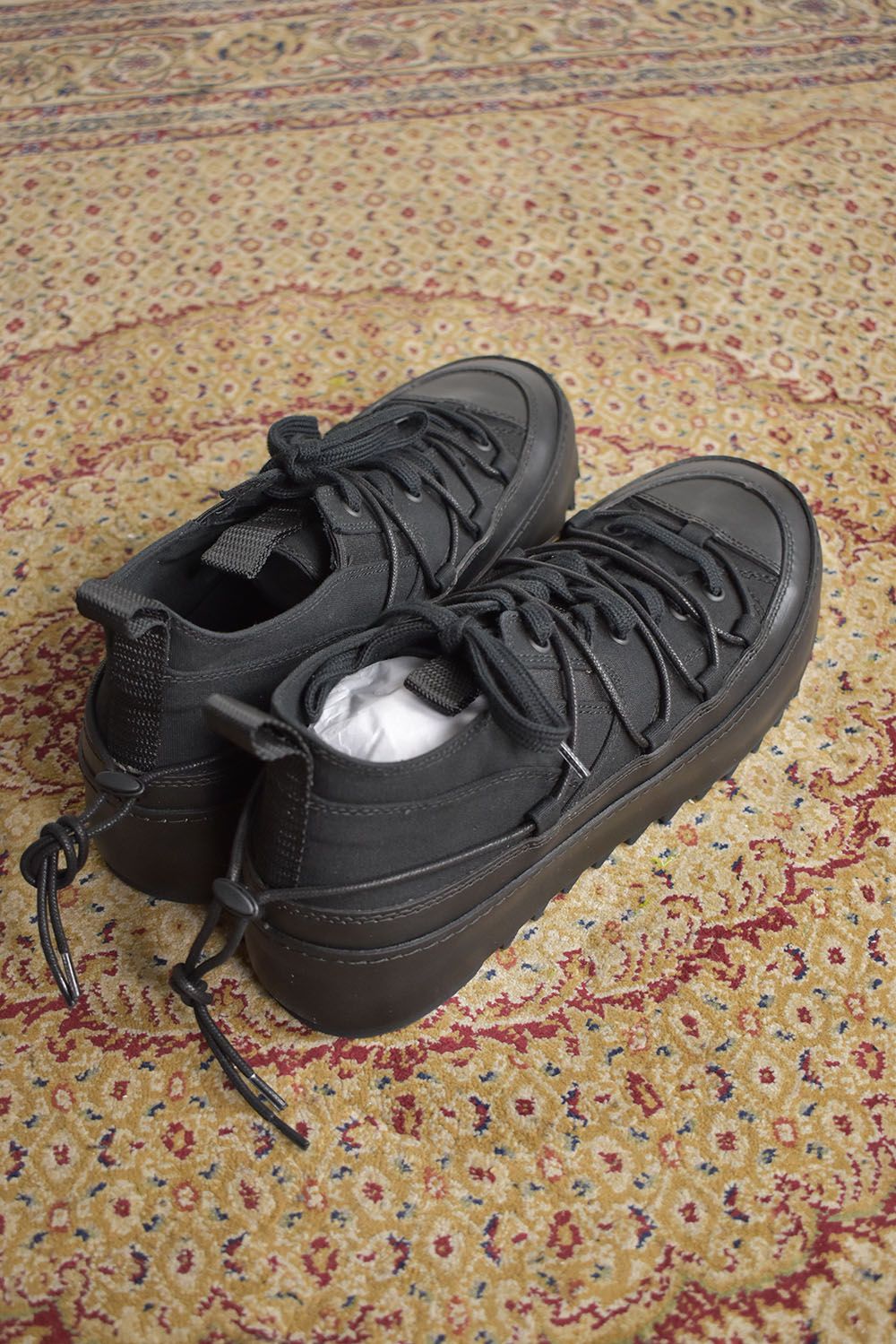 Double Lace Up Shark Sole Sneaker"Black" / ダブルレースアップ シャークソールスニーカー"ブラック"