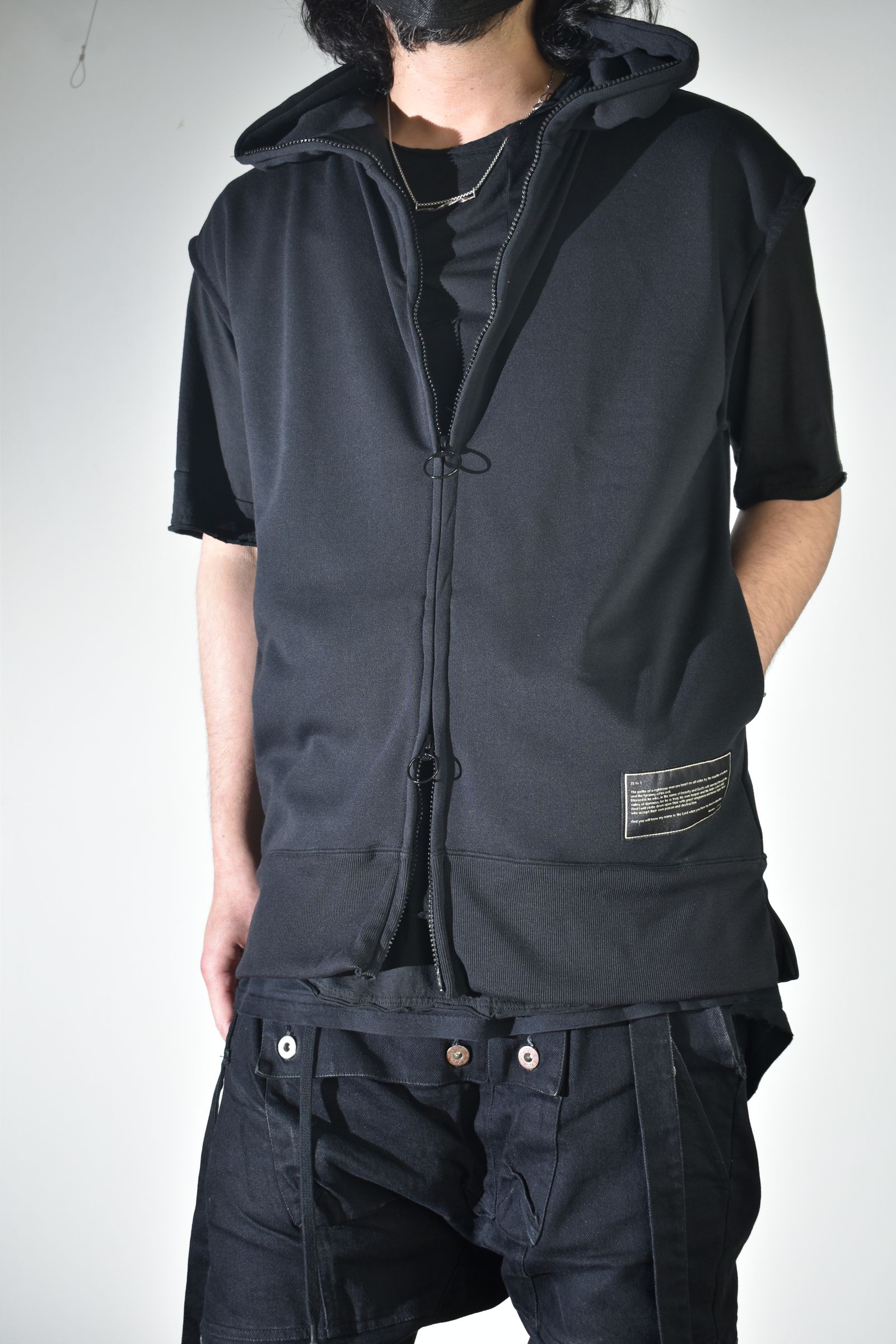No Sleeve Zip Hoodie"Black" / ノースリーブジップフーディ"ブラック"