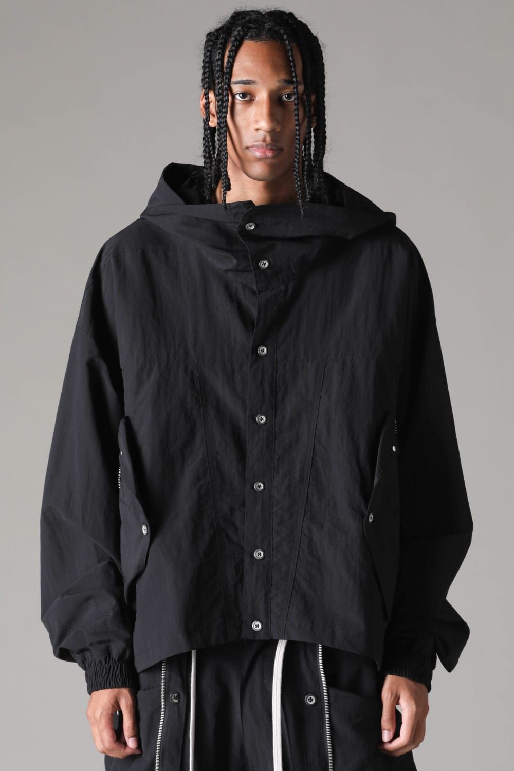 《2027SS先行予約》Rayon Nylon Hoodie Blouson "Black / Grey / L.Khaki" /レーヨンナイロンフーディブルゾン"ブラック/グレー/ライトカーキ"