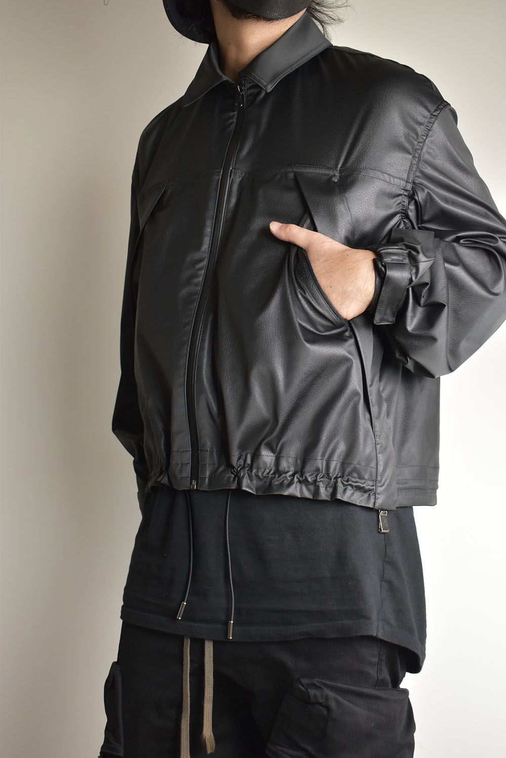 Fake Fake Leather Flight Jacket"Black"/フェイクフェイクレザーフライトジャケット"ブラック"